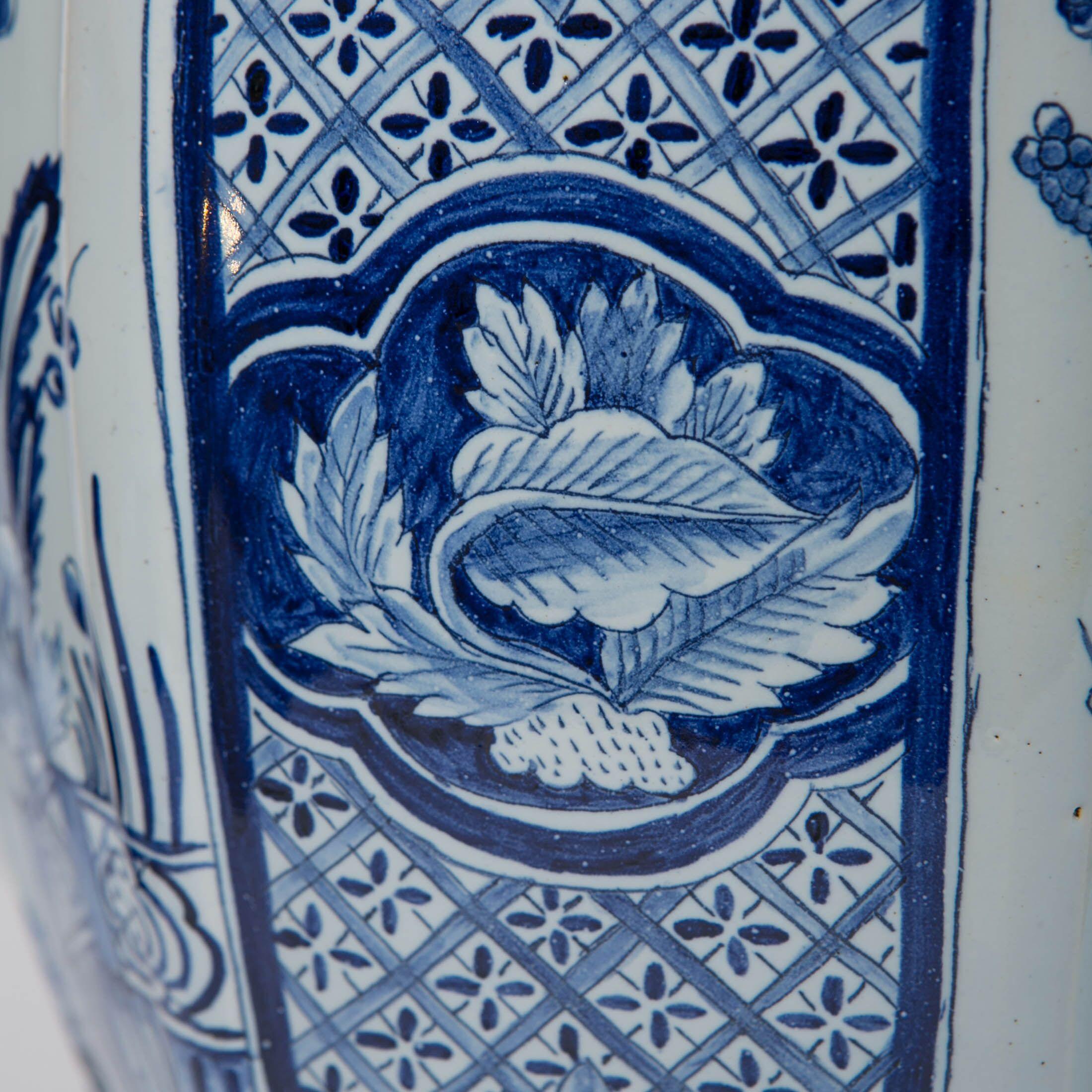 Chinoiserie  Large Pair of Delft Blue and White Ginger Jars