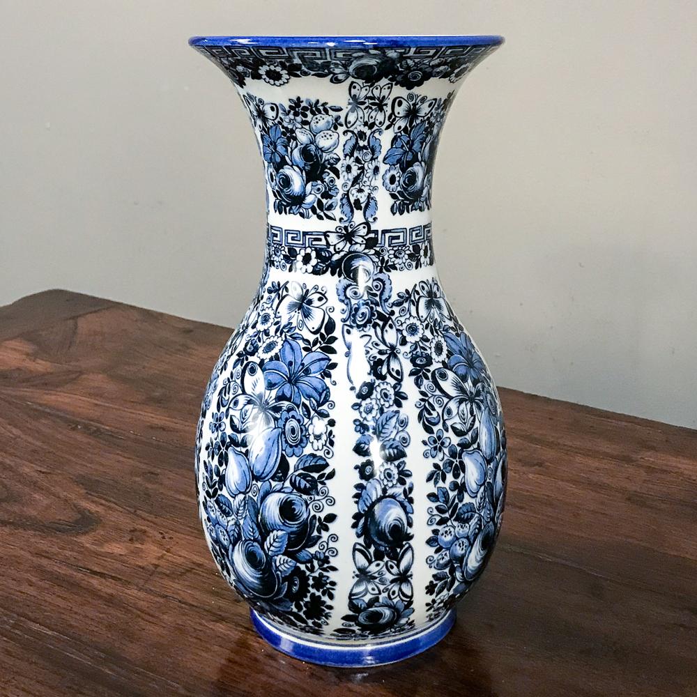 Late 19th Century Pair of Delft Vases, 19th Century Blue and White