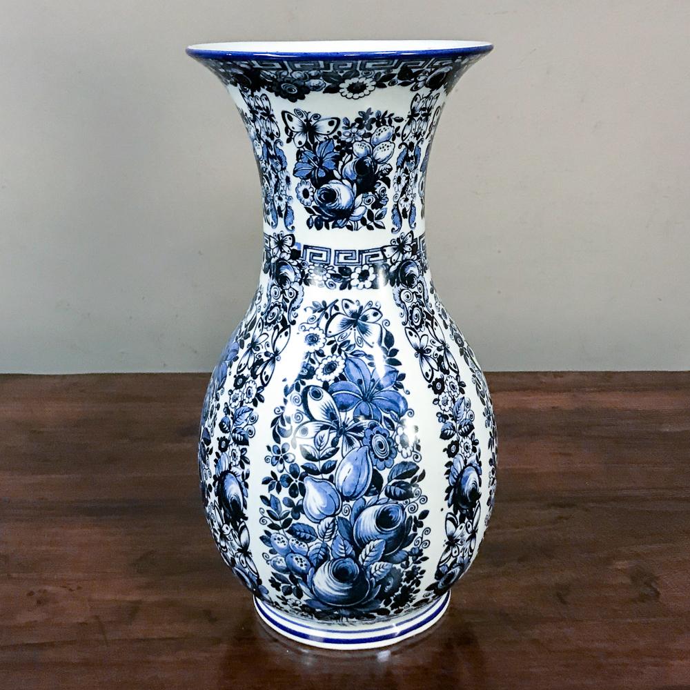 Porcelain Pair of Delft Vases, 19th Century Blue and White