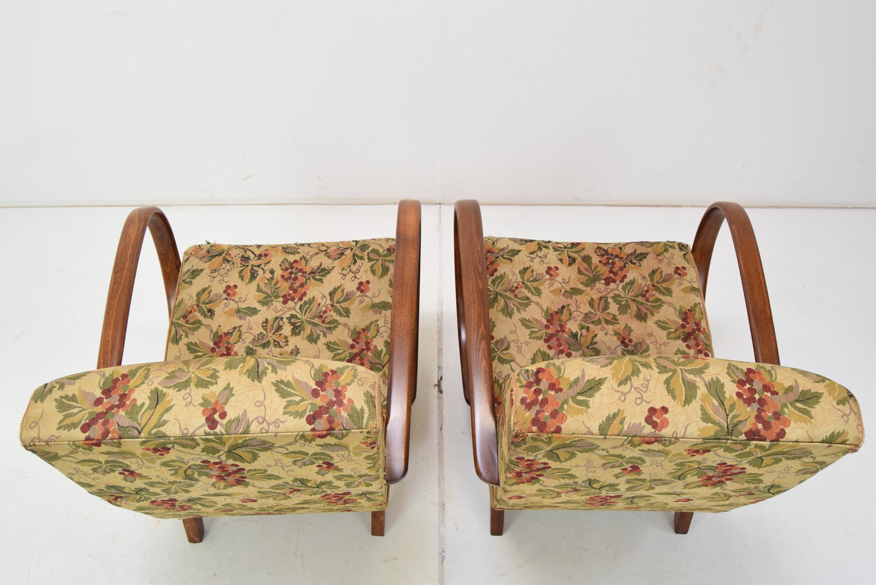 Pair Design Armchairs by Jindrich Halabala, type H-410, 1950's.  For Sale 10