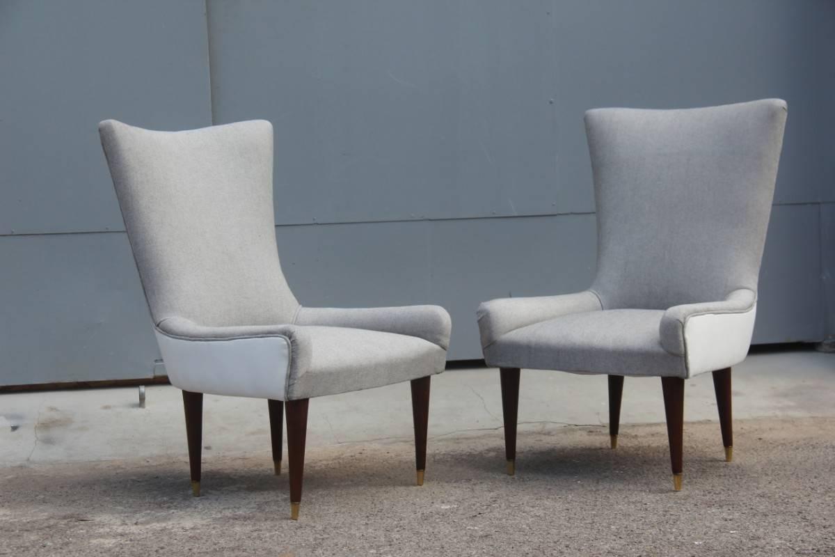 Mid-Century Modern Pair of Design Chairs Italian, Chic and Modern Design 1950s Made in Italy White 