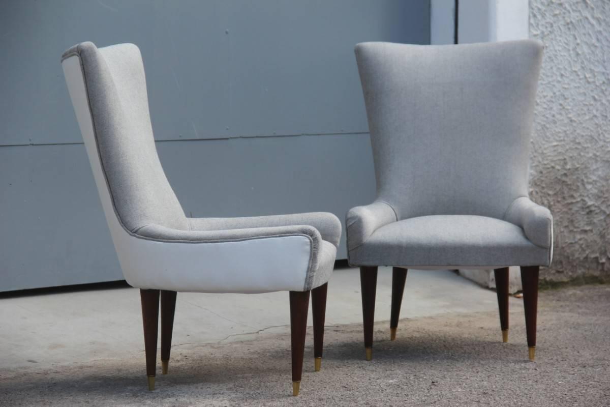 Pair of Design Chairs Italian, Chic and Modern Design 1950s Made in Italy White  In Good Condition In Palermo, Sicily