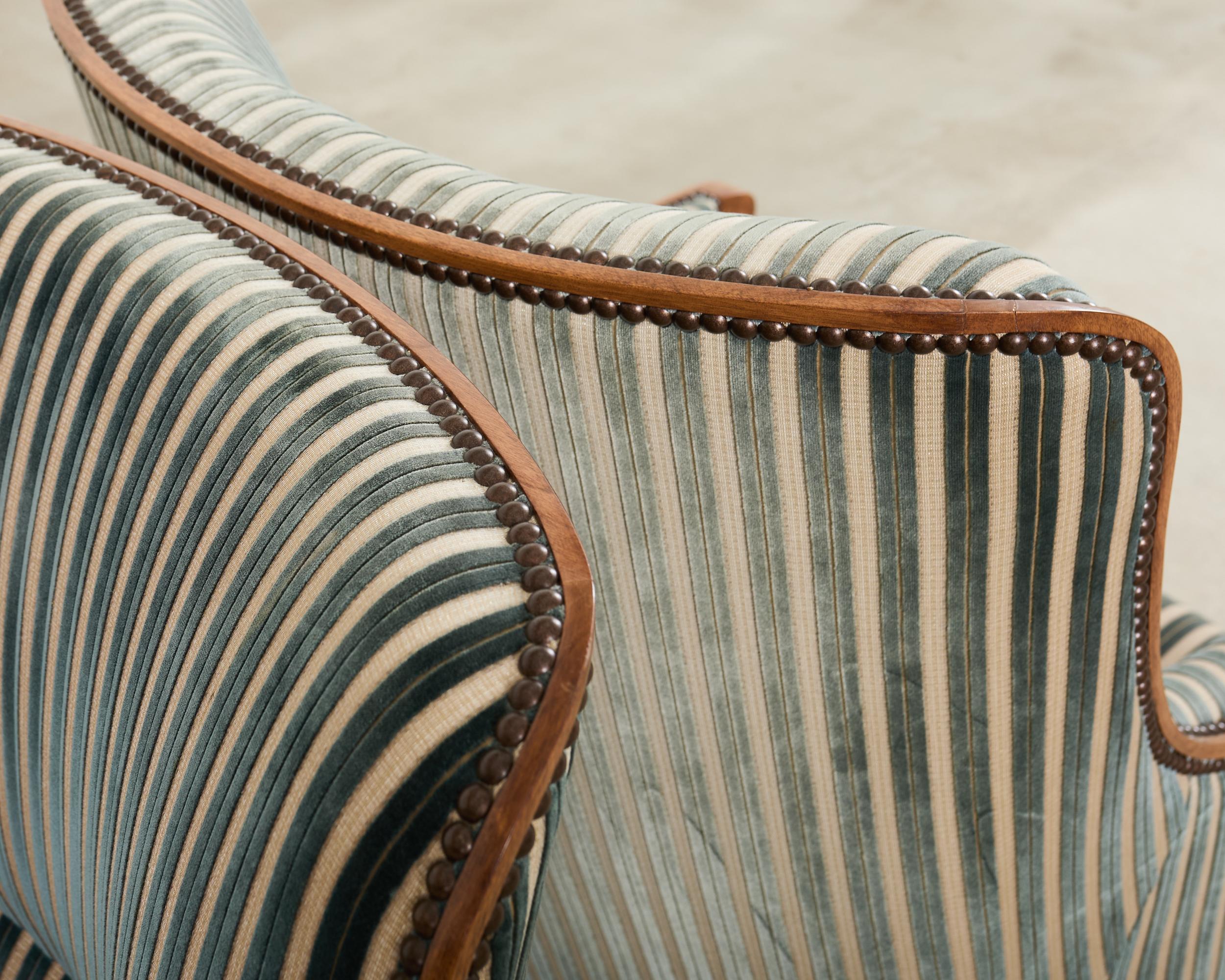 Pair Dessinn Fournir Alexandria Walnut Regency Armchairs For Sale 3