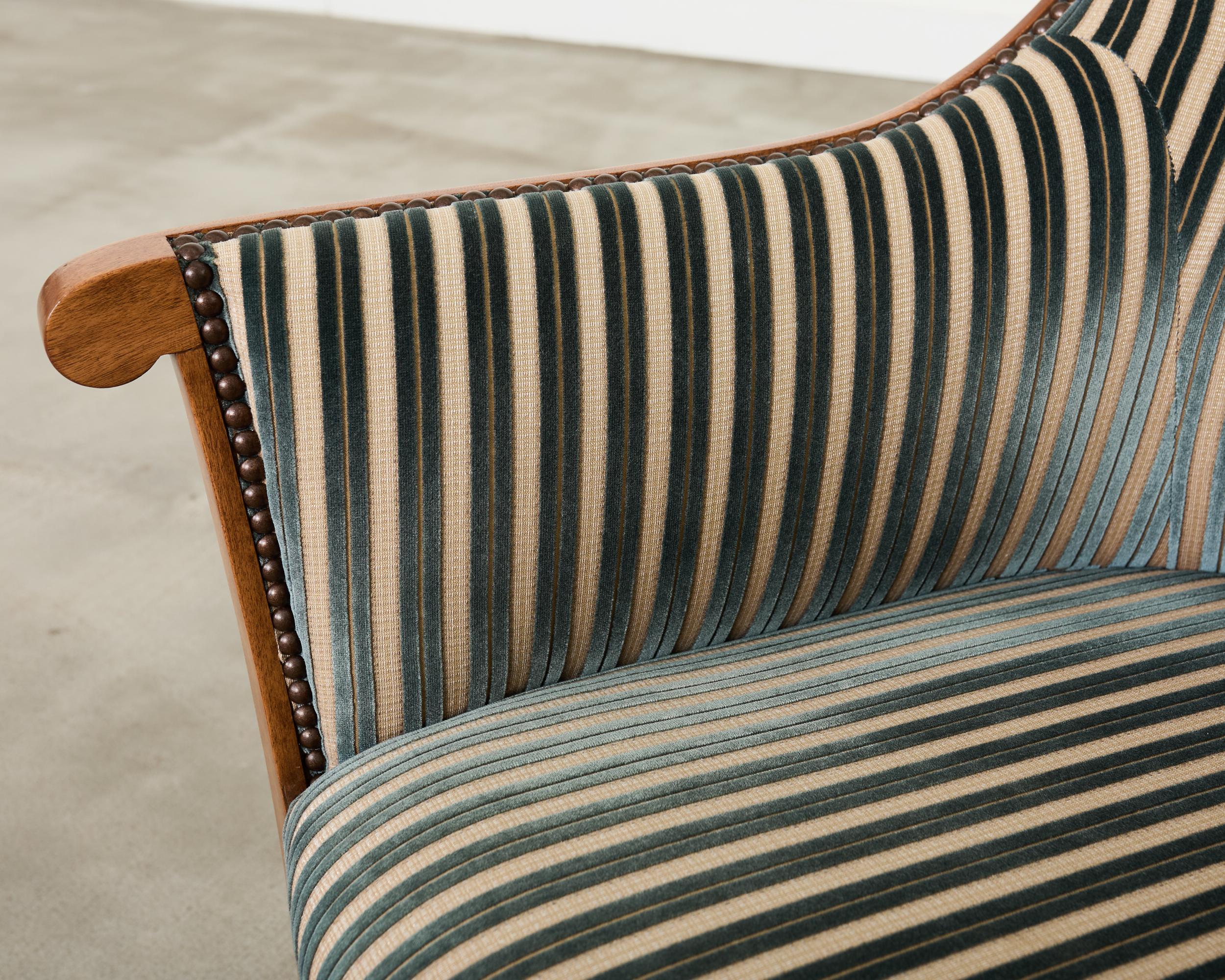 Contemporary Pair Dessinn Fournir Alexandria Walnut Regency Armchairs For Sale