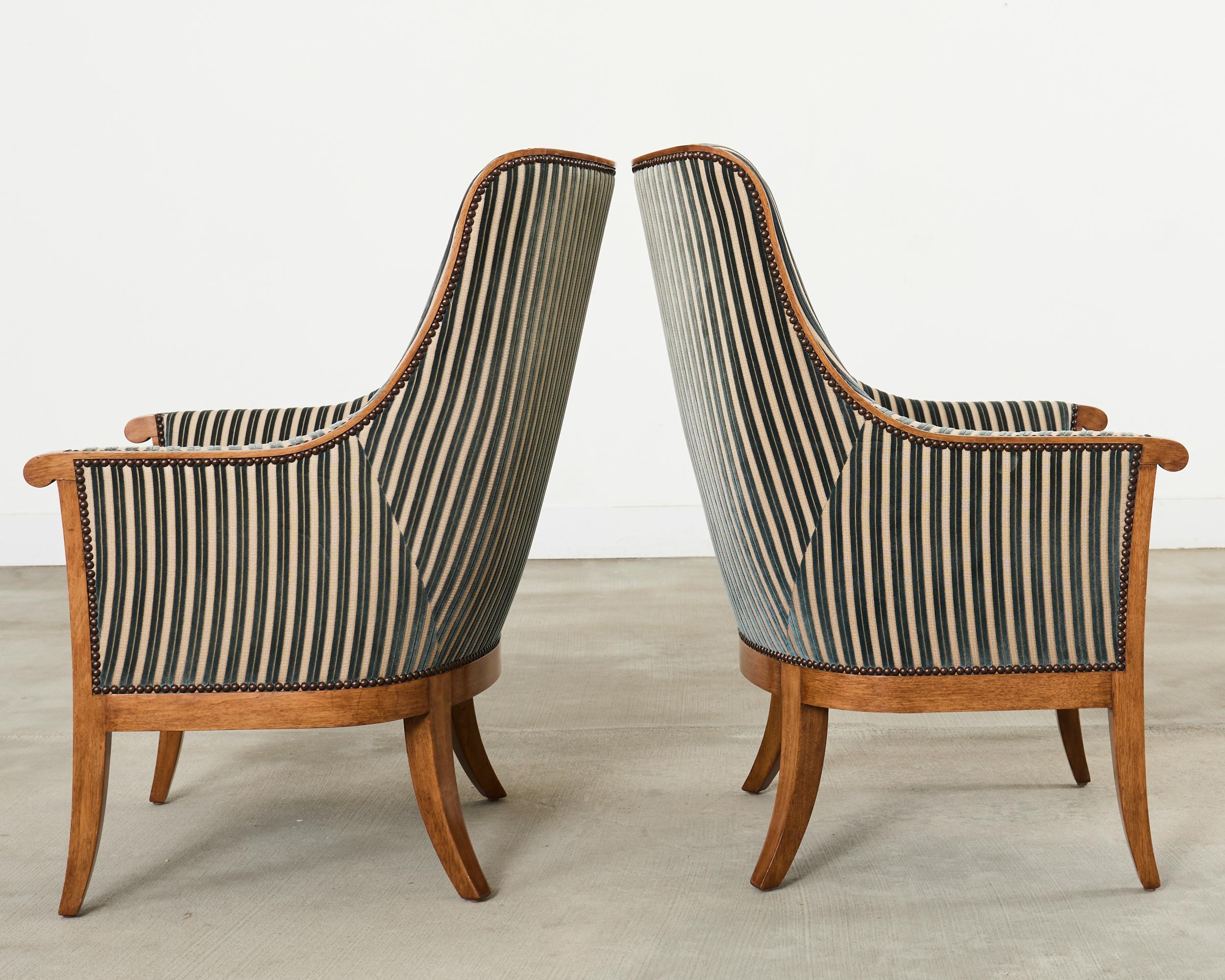Pair Dessinn Fournir Alexandria Walnut Regency Armchairs For Sale 2