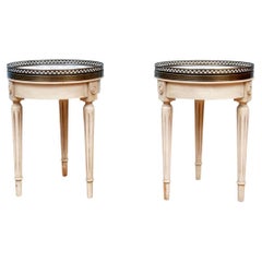 Pair Diminutive French Style Paint and Gilt Decorated End Tables