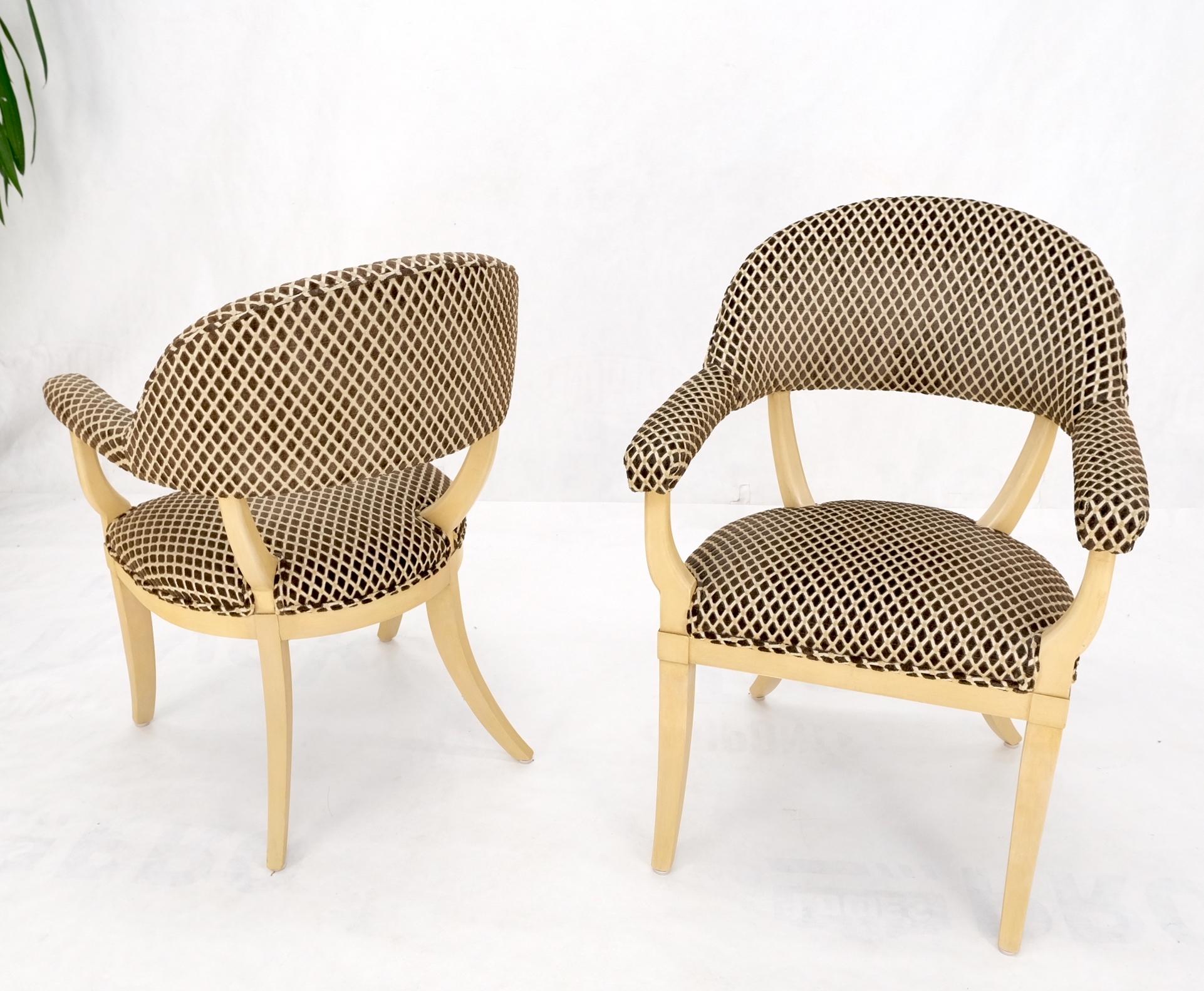 Pair Dimond Pattern Velvet Upholstery Barrel Shape Back Fireside Armchairs MINT! For Sale 3