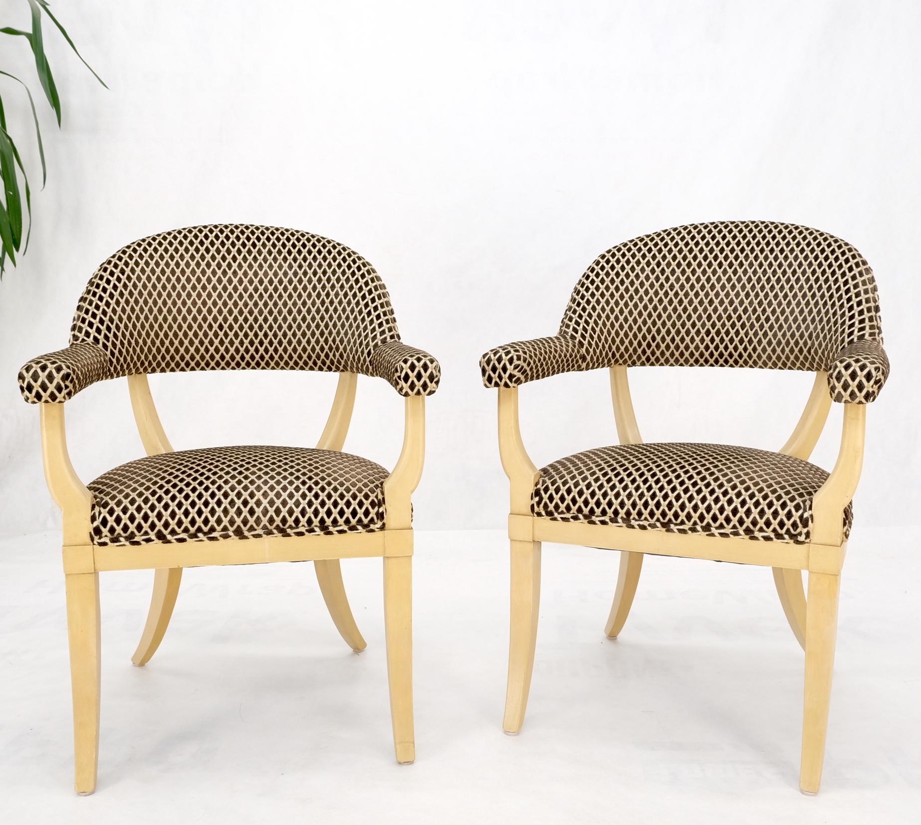 Pair Dimond Pattern Velvet Upholstery Barrel Shape Back Fireside Armchairs MINT! For Sale 4