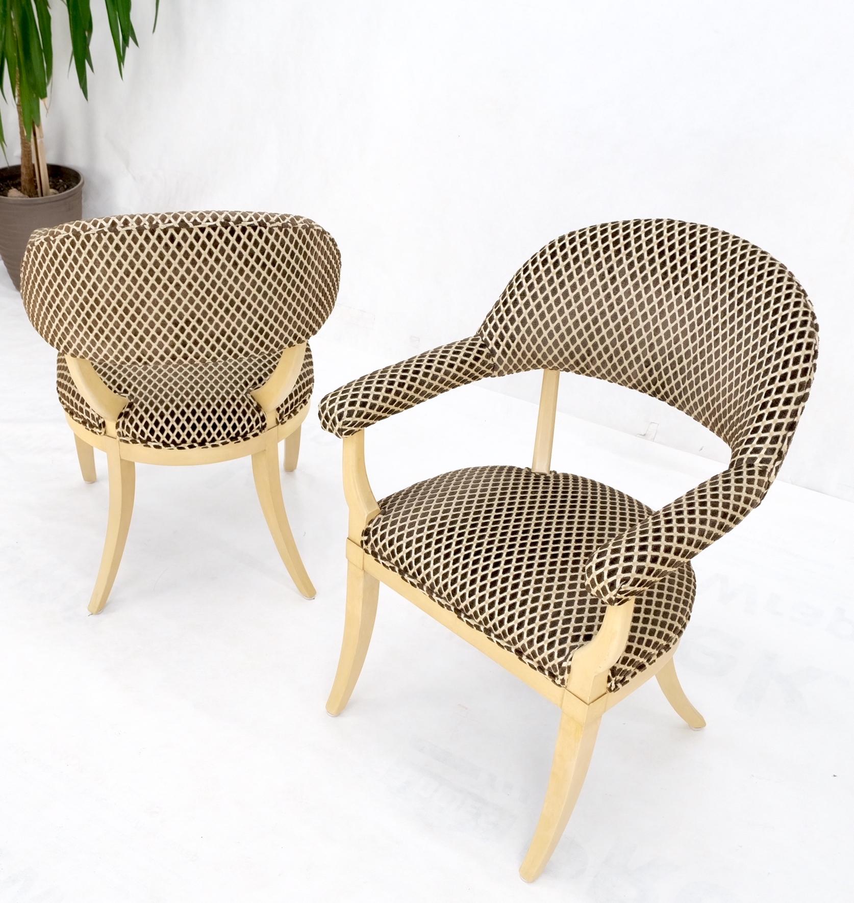Pair Dimond Pattern Velvet Upholstery Barrel Shape Back Fireside armchairs MINT!.
