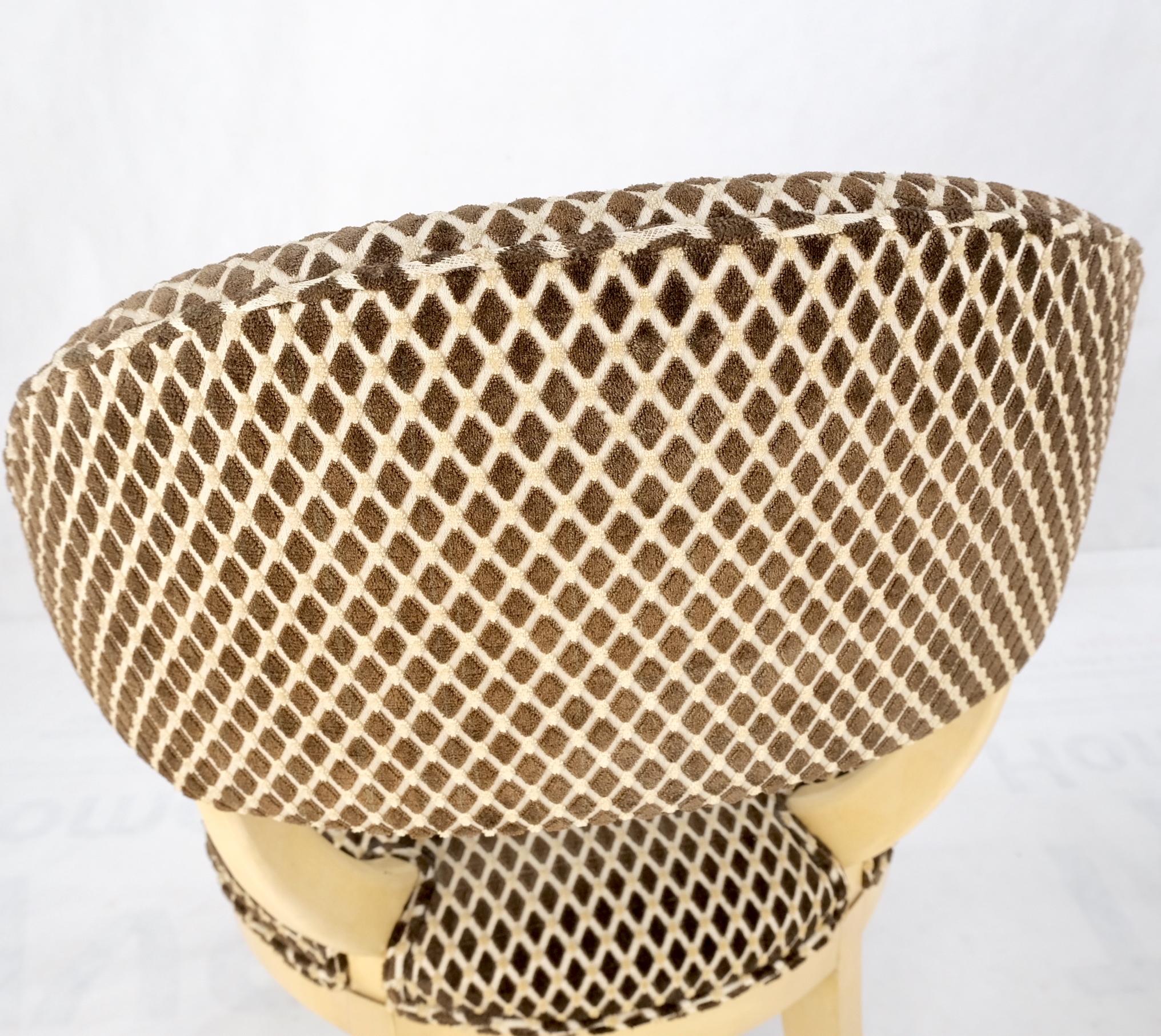 Pair Dimond Pattern Velvet Upholstery Barrel Shape Back Fireside Armchairs MINT! For Sale 1
