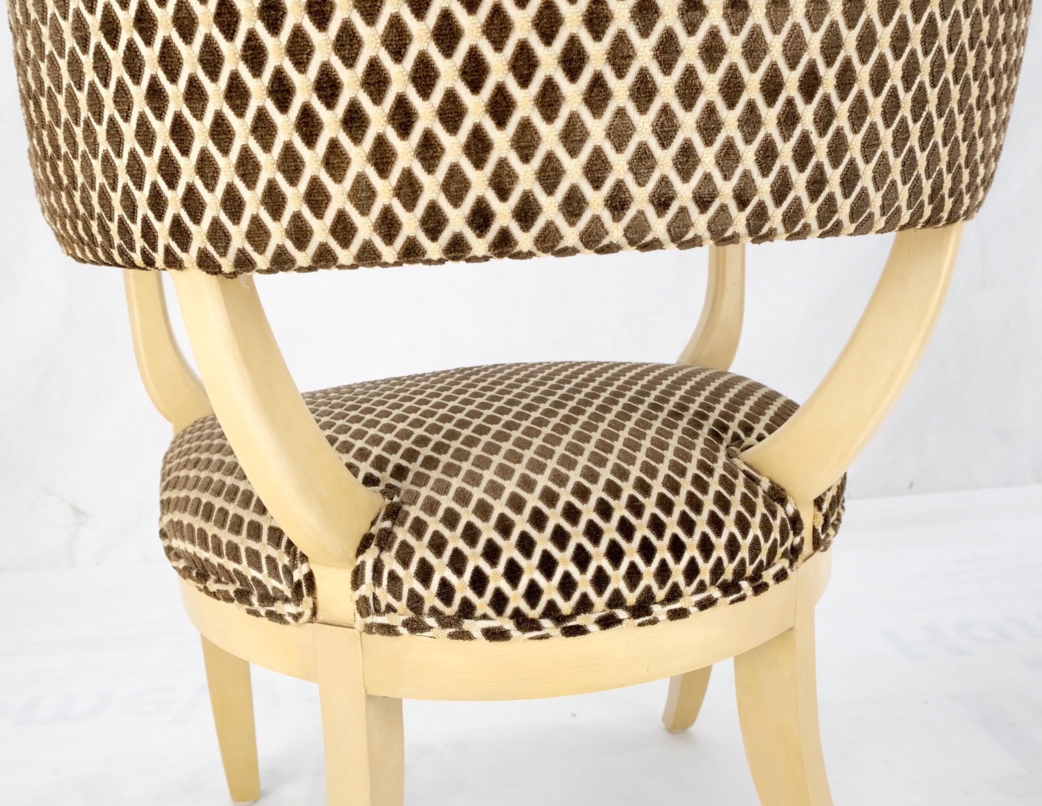 Pair Dimond Pattern Velvet Upholstery Barrel Shape Back Fireside Armchairs MINT! For Sale 2