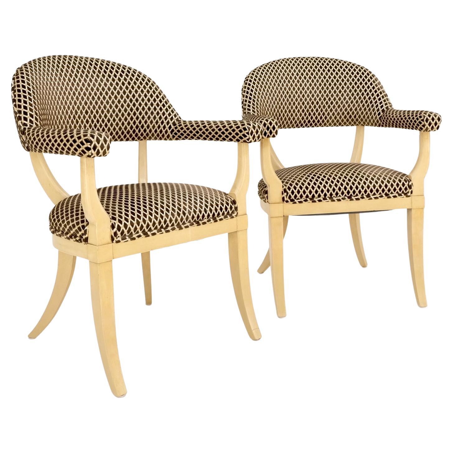 Pair Dimond Pattern Velvet Upholstery Barrel Shape Back Fireside Armchairs MINT! For Sale