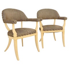 Pair Dimond Pattern Velvet Upholstery Barrel Shape Back Fireside Armchairs MINT!