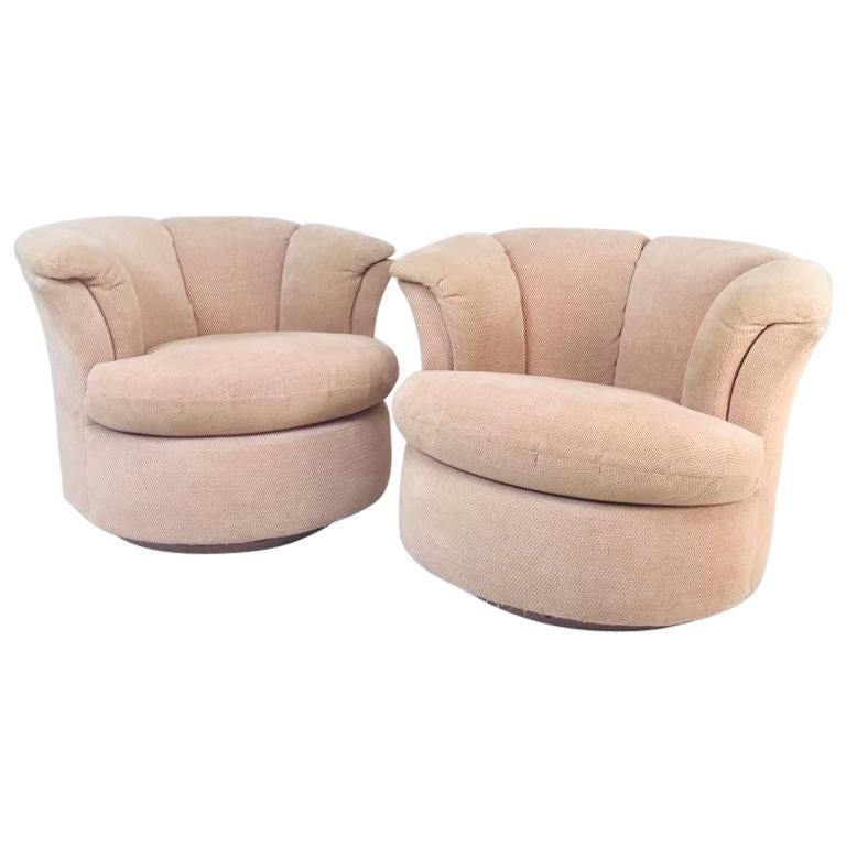 Pair of Directional Lotus Style Swivel Chairs