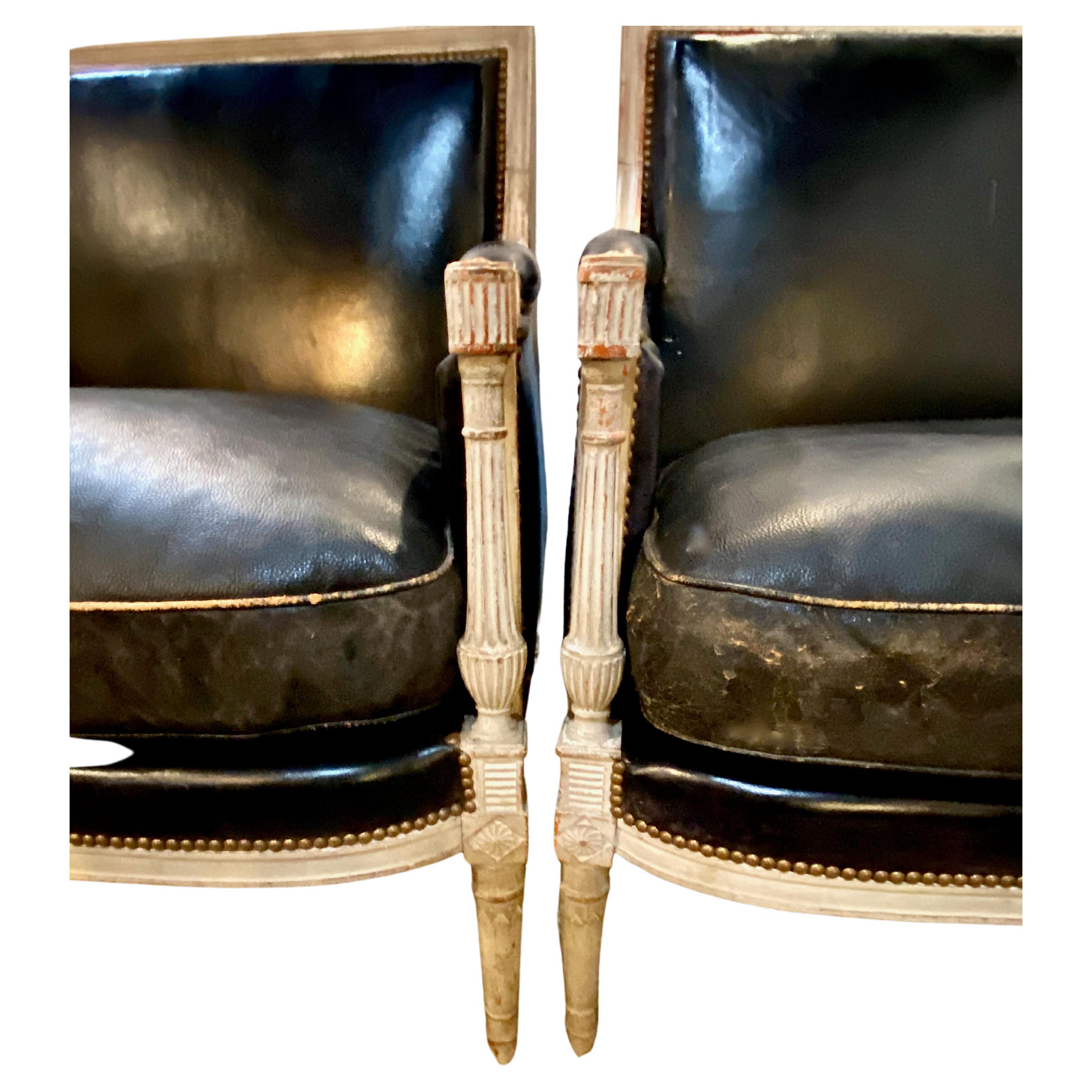 19th Century Pair Directoire Bergeres For Sale