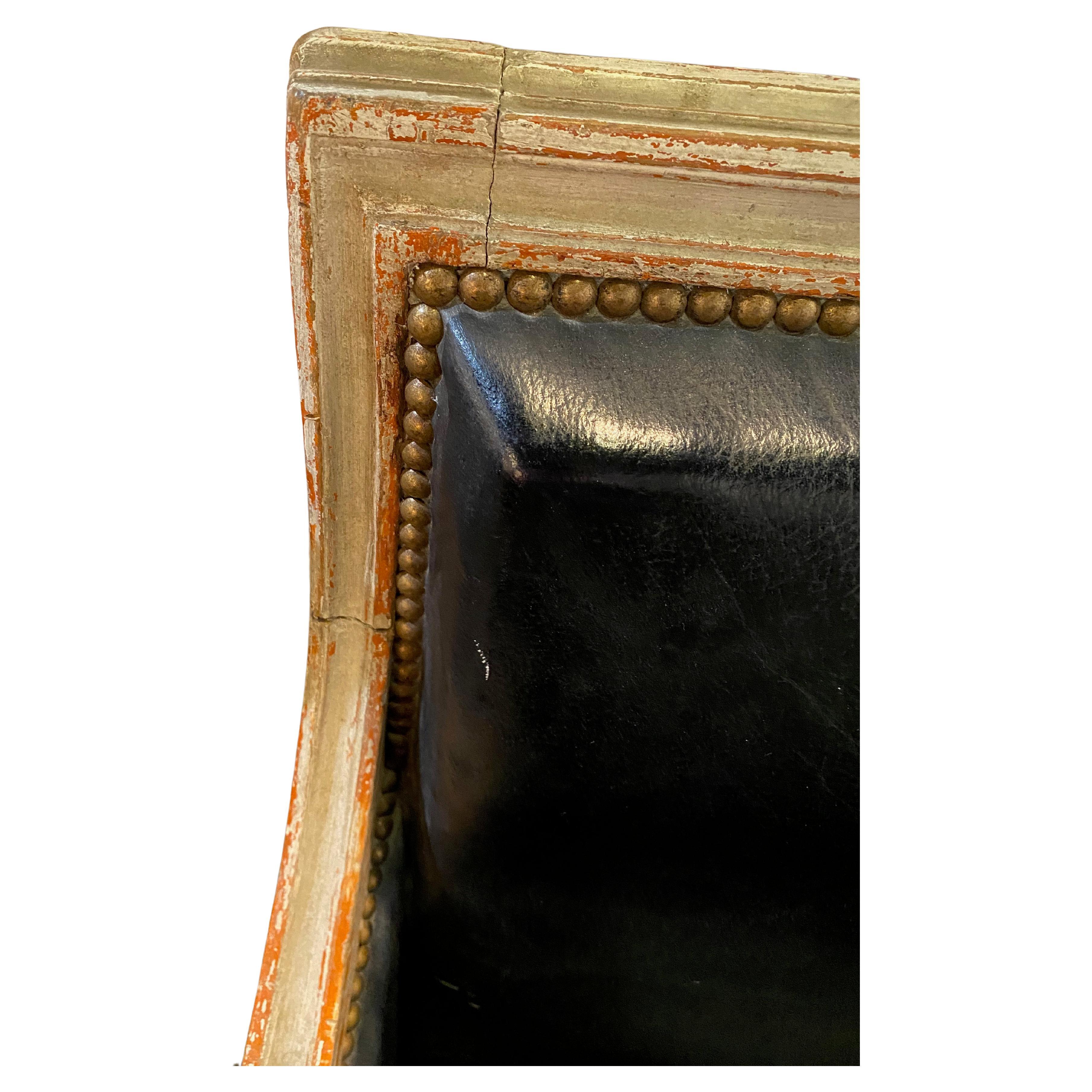 Leather Pair Directoire Bergeres For Sale