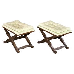 Retro Pair Directoire Carved Draper Era x Benches 