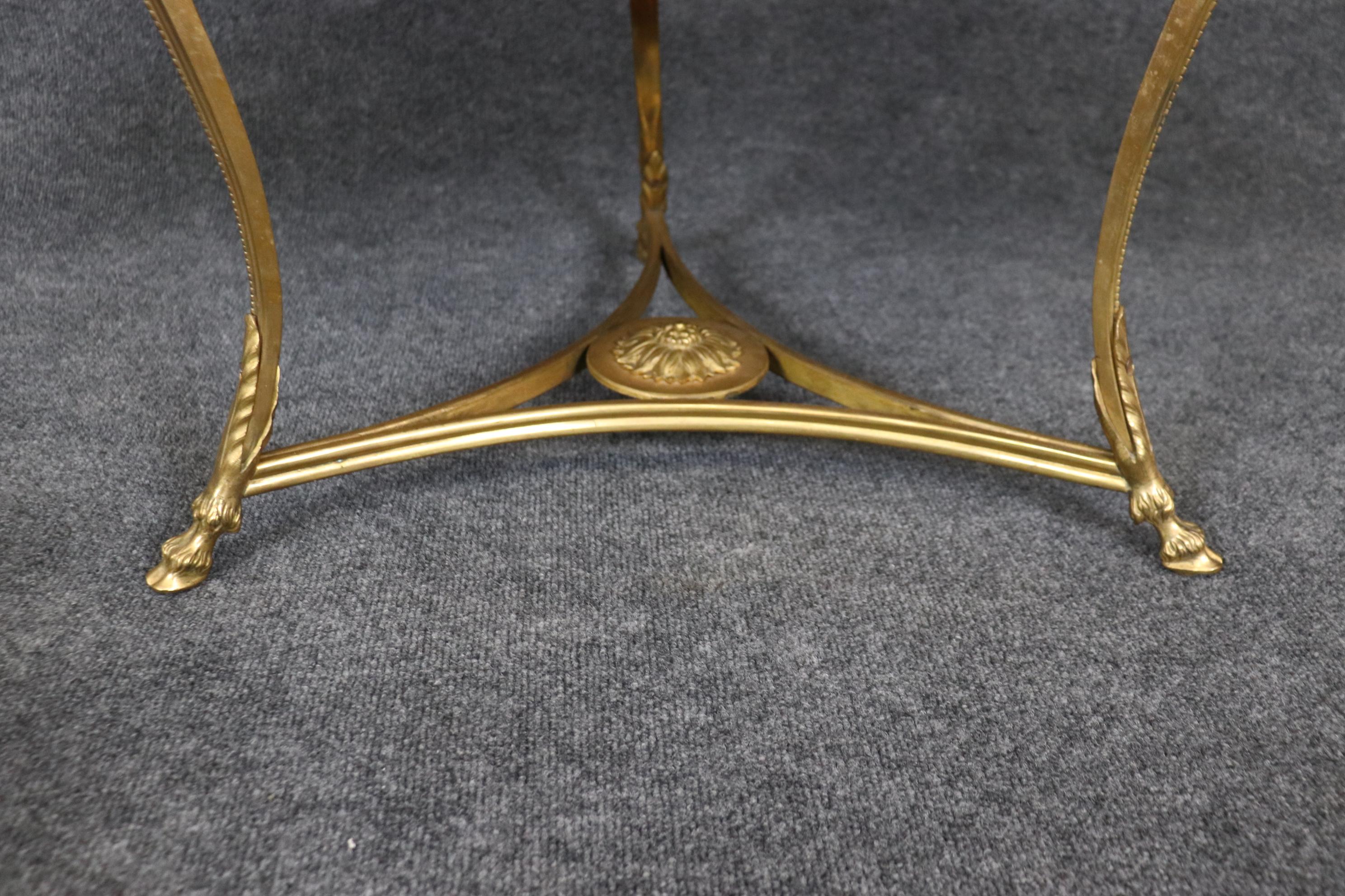 Pair Directoire Highly Naturalistic Rams Head Dore' Bronze Marble Top Gueridons  7