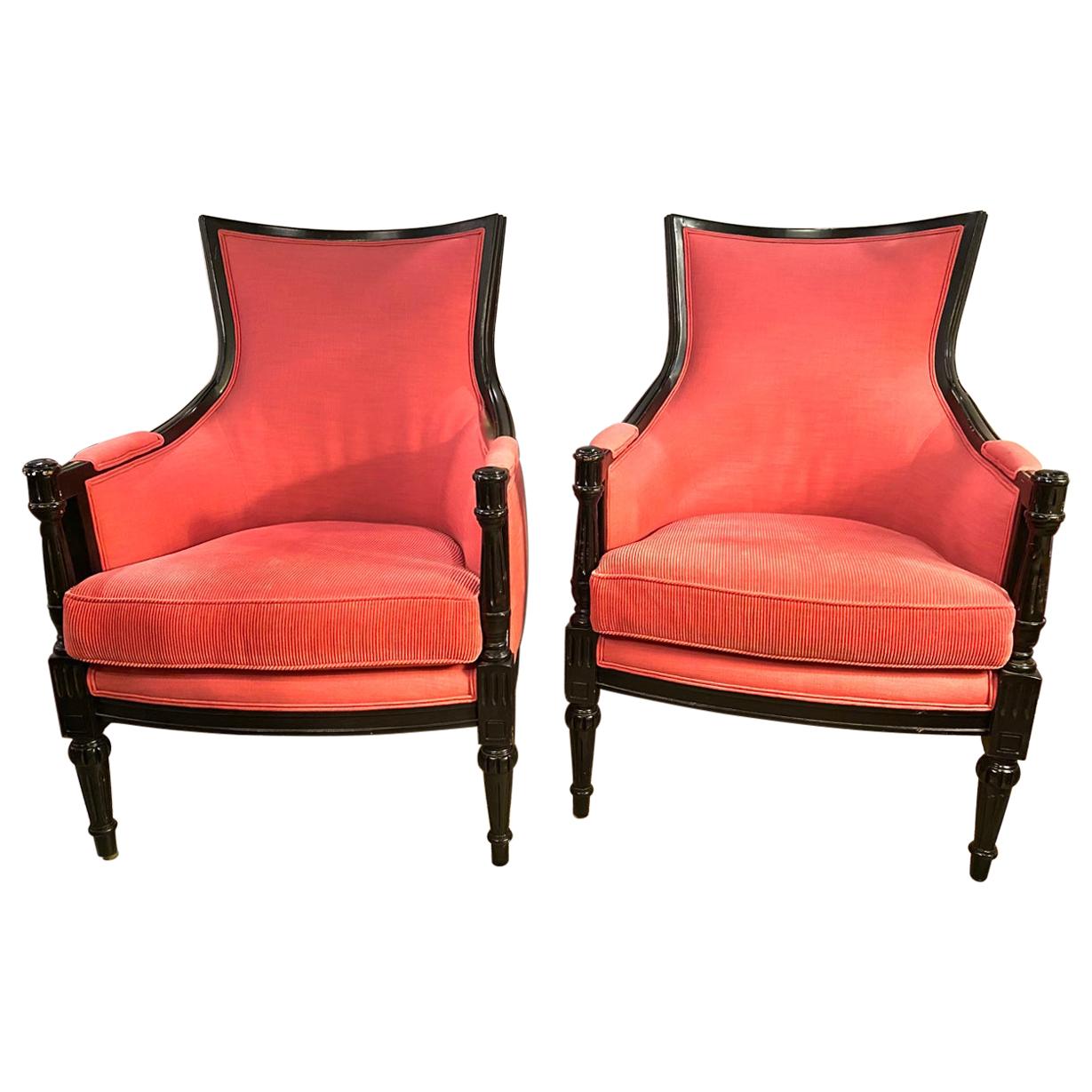 Marge Carson Carved French Style Bergere Chair at 1stDibs