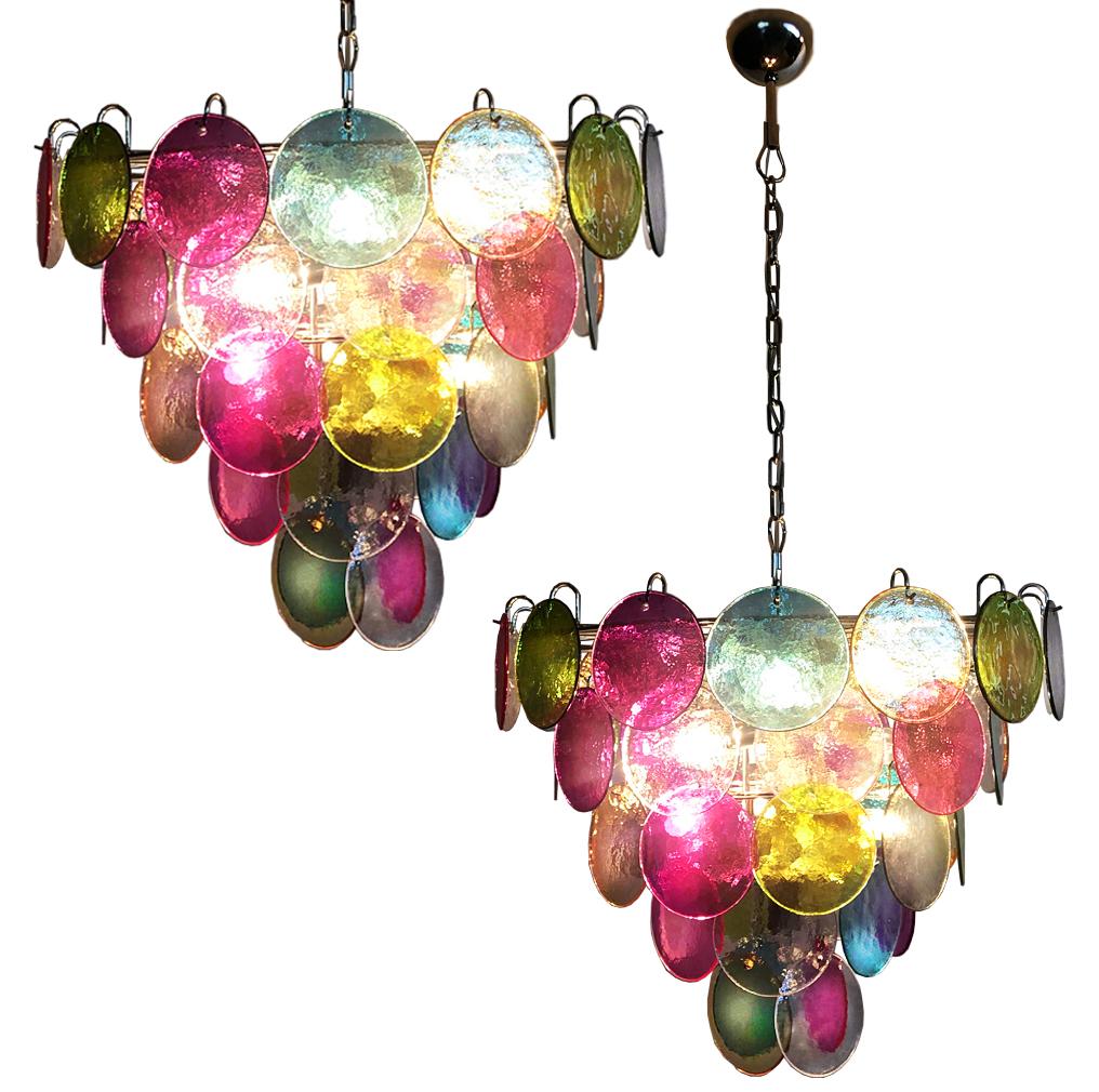 Pair of Disc Sconces Multi-Color, Murano, 1970s 10