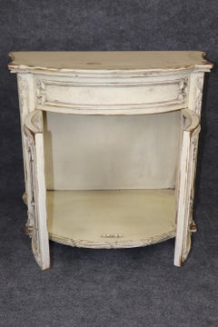 Pair Distressed Painted and Finished Habersham Style Demilune Side Cabinets