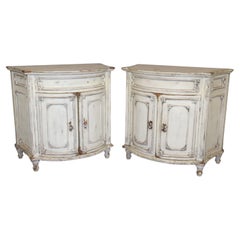 Pair Distressed Painted and Finished Habersham Style Demilune Side Cabinets