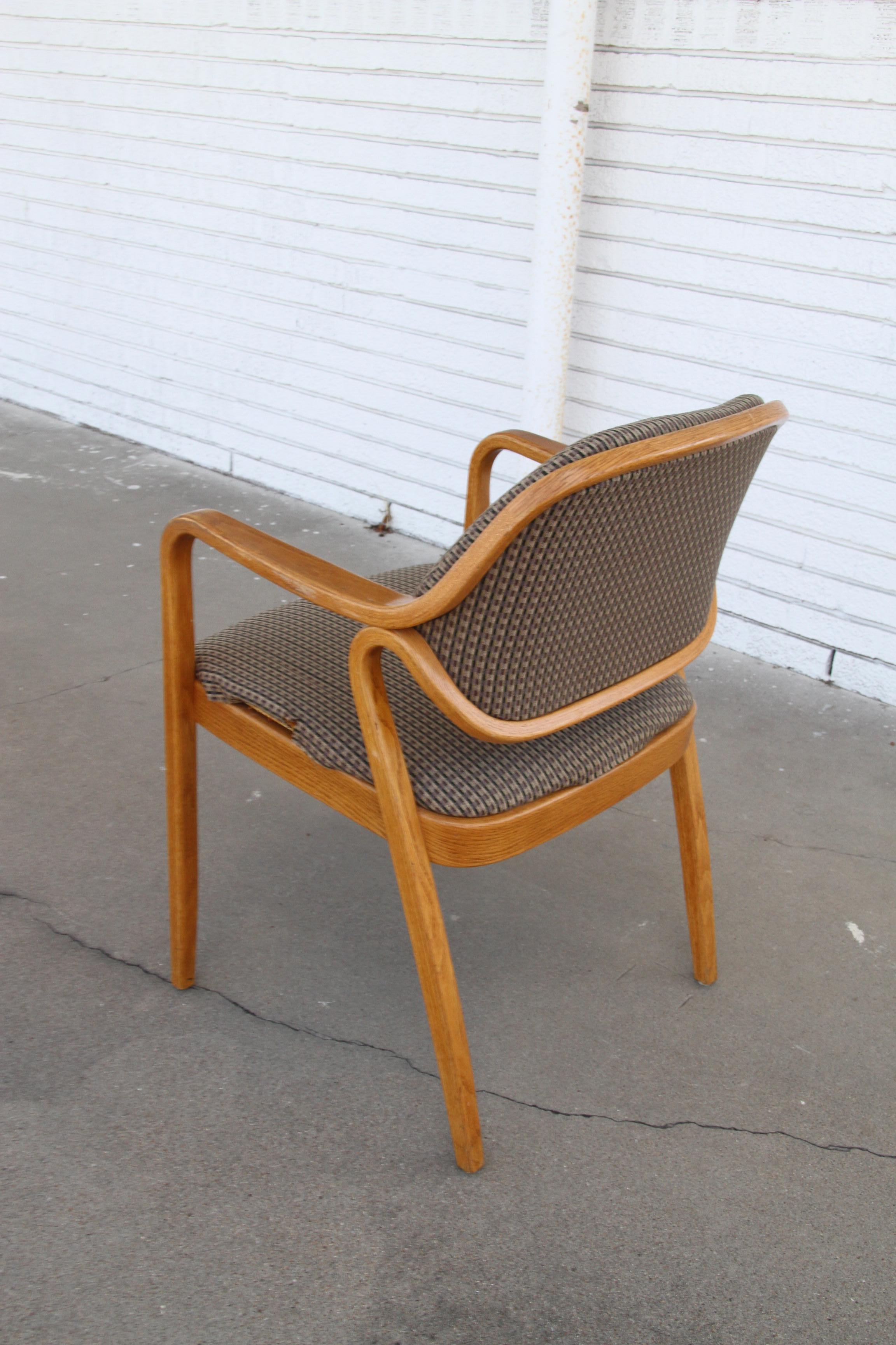 Oak Pair Don Pettit for Knoll #1105 Armchairs For Sale