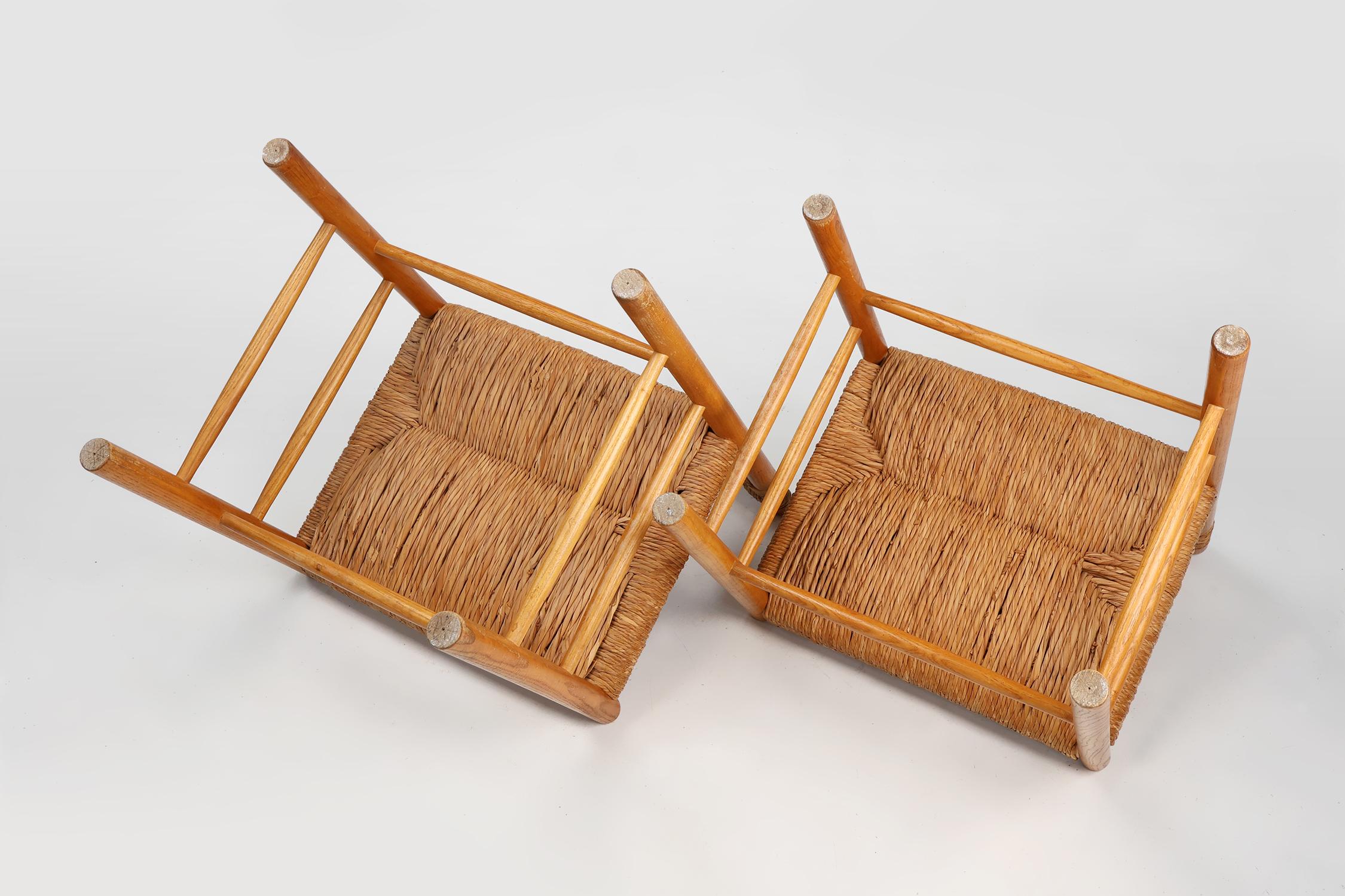 Pair Dordogne Straw Chair by Robert Sentou and Charlotte Perriand, 1960s For Sale 3