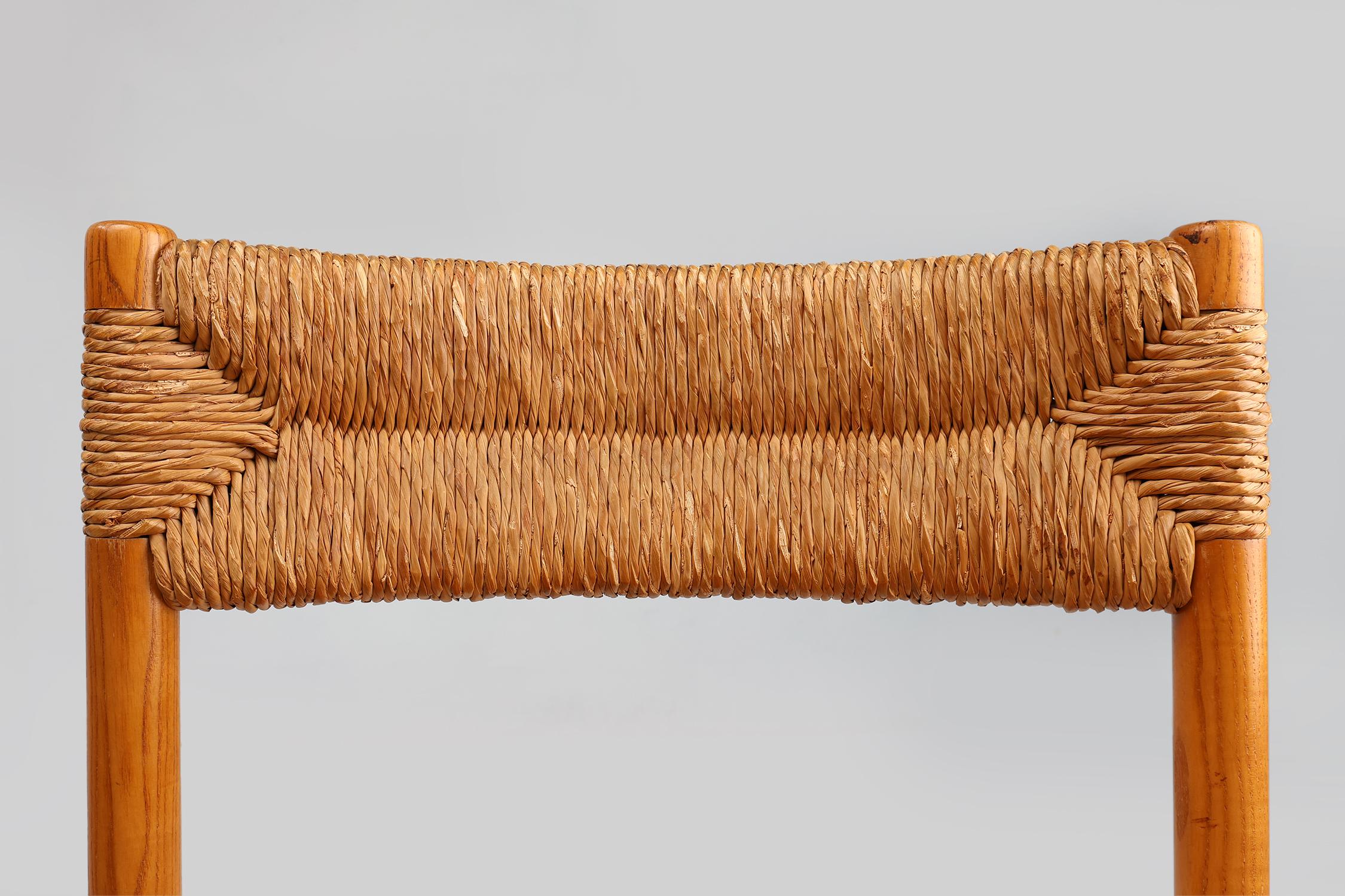 Mid-Century Modern Pair Dordogne Straw Chair by Robert Sentou and Charlotte Perriand, 1960s For Sale