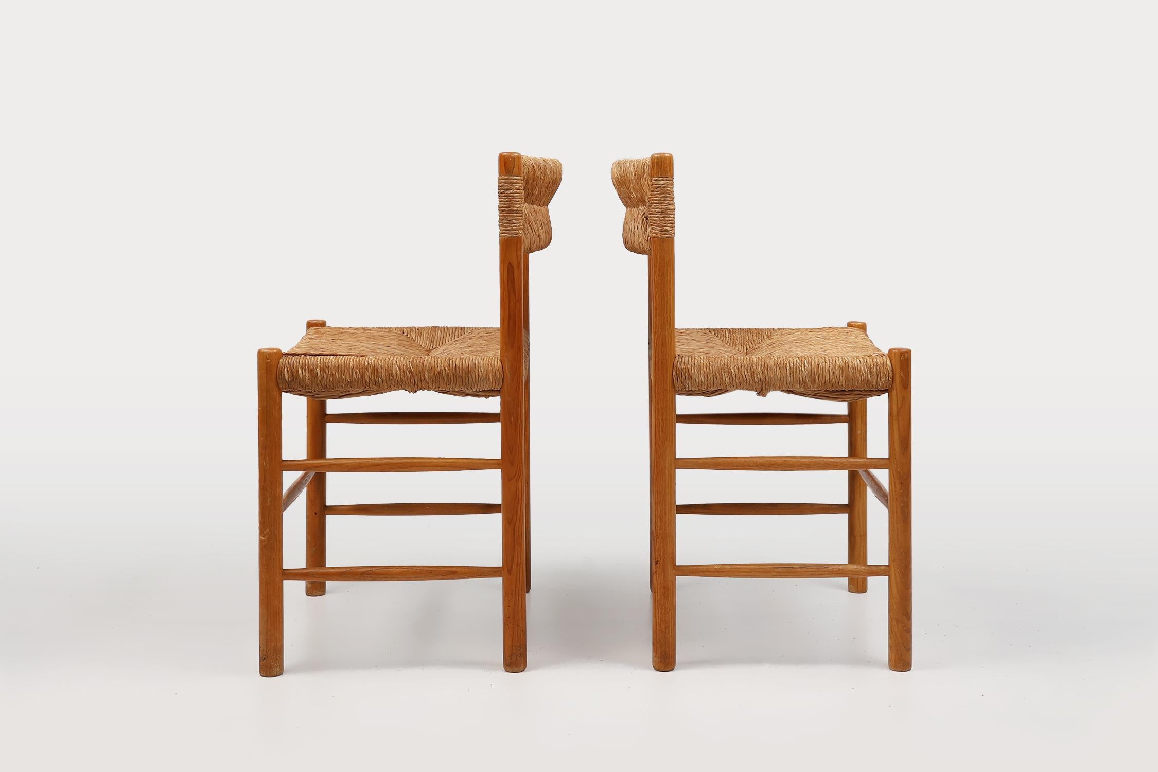 French Pair Dordogne Straw Chair by Robert Sentou and Charlotte Perriand, 1960s For Sale