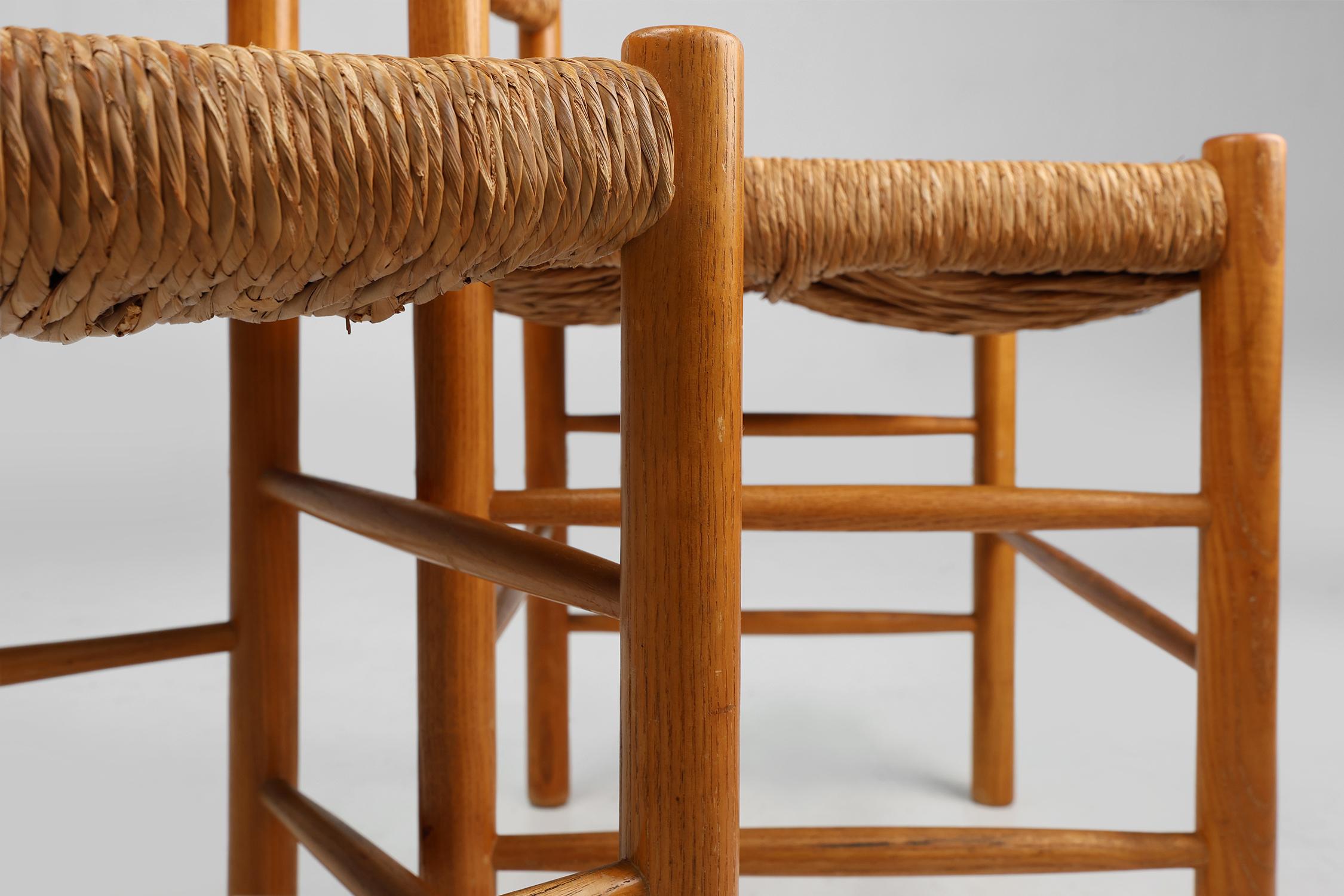 Woven Pair Dordogne Straw Chair by Robert Sentou and Charlotte Perriand, 1960s For Sale