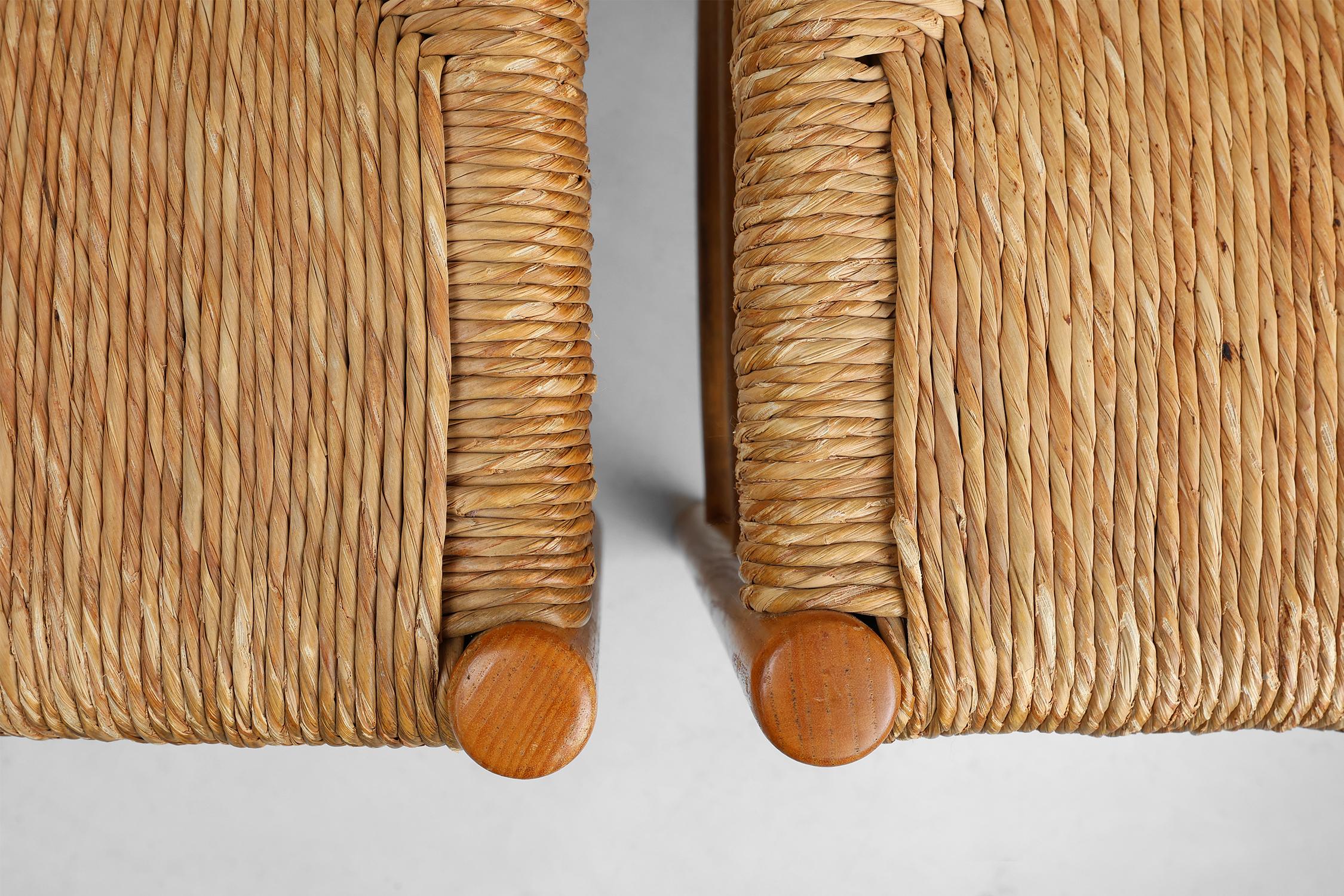 Pair Dordogne Straw Chair by Robert Sentou and Charlotte Perriand, 1960s For Sale 1