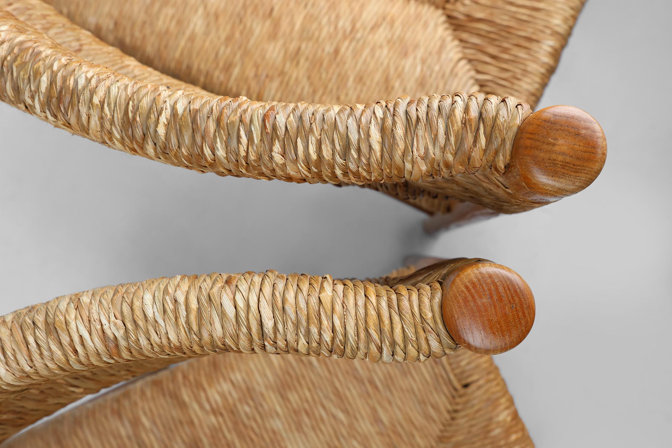 Pair Dordogne Straw Chair by Robert Sentou and Charlotte Perriand, 1960s For Sale 2