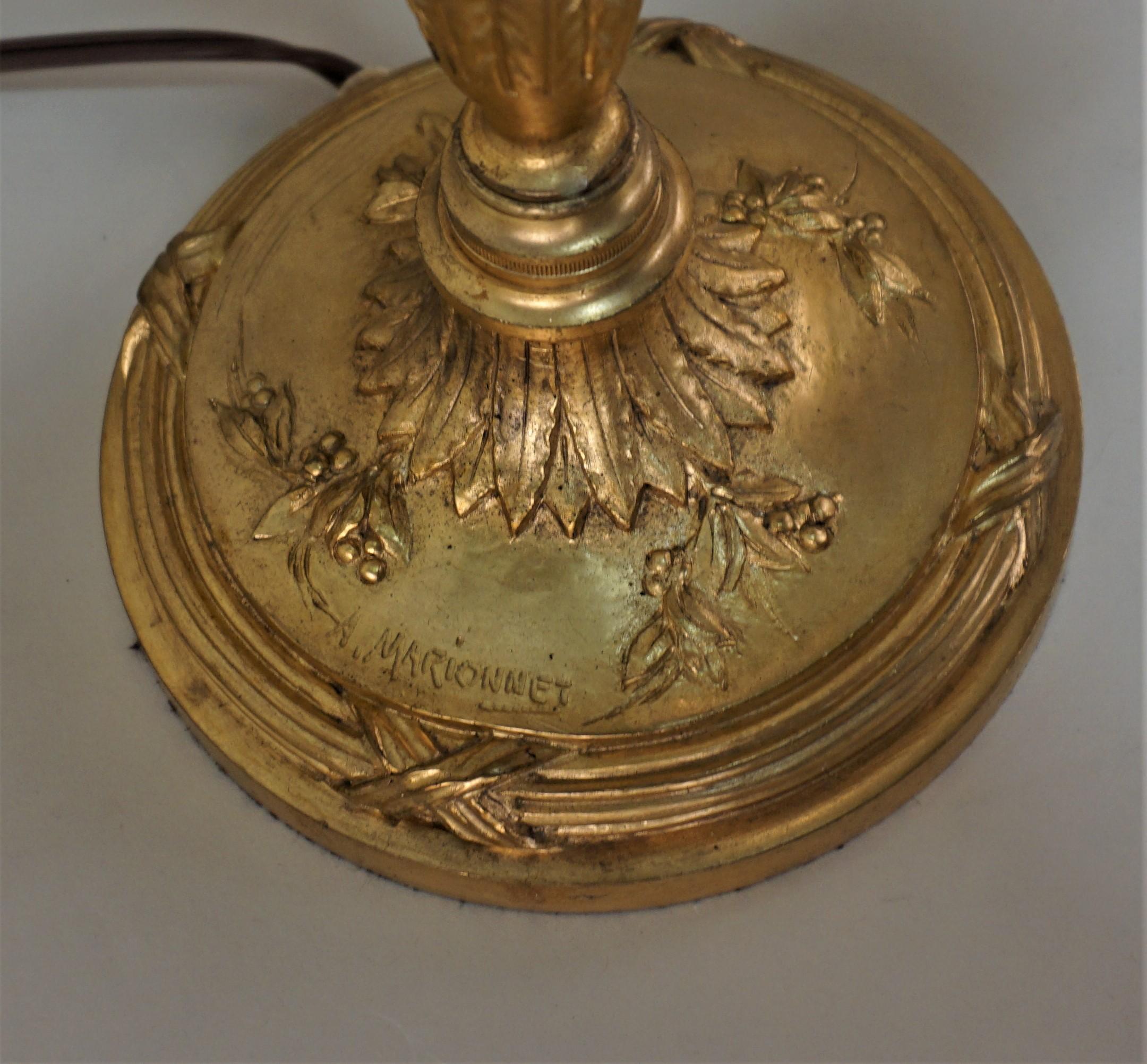 Pair of Doré Bronze Candelabra Lamps by Albert Maroinnet 1