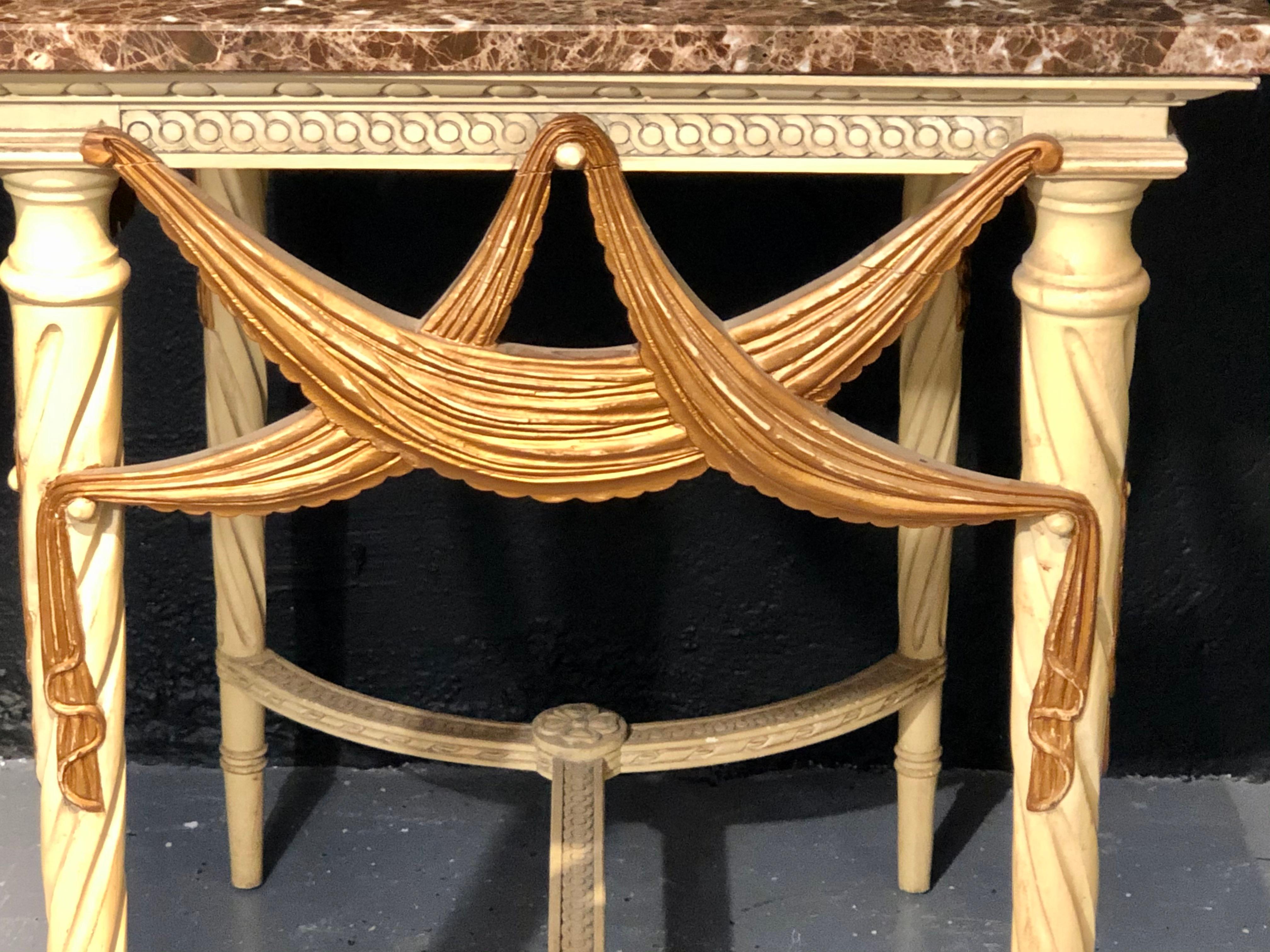Dorothy Draper, Hollywood Regency, Console Tables, Painted Wood, Gilt, USA 1930s For Sale 3