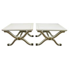 Pair Dorothy Draper Henredon Heritage X Base Stool Table Hollywood Regency