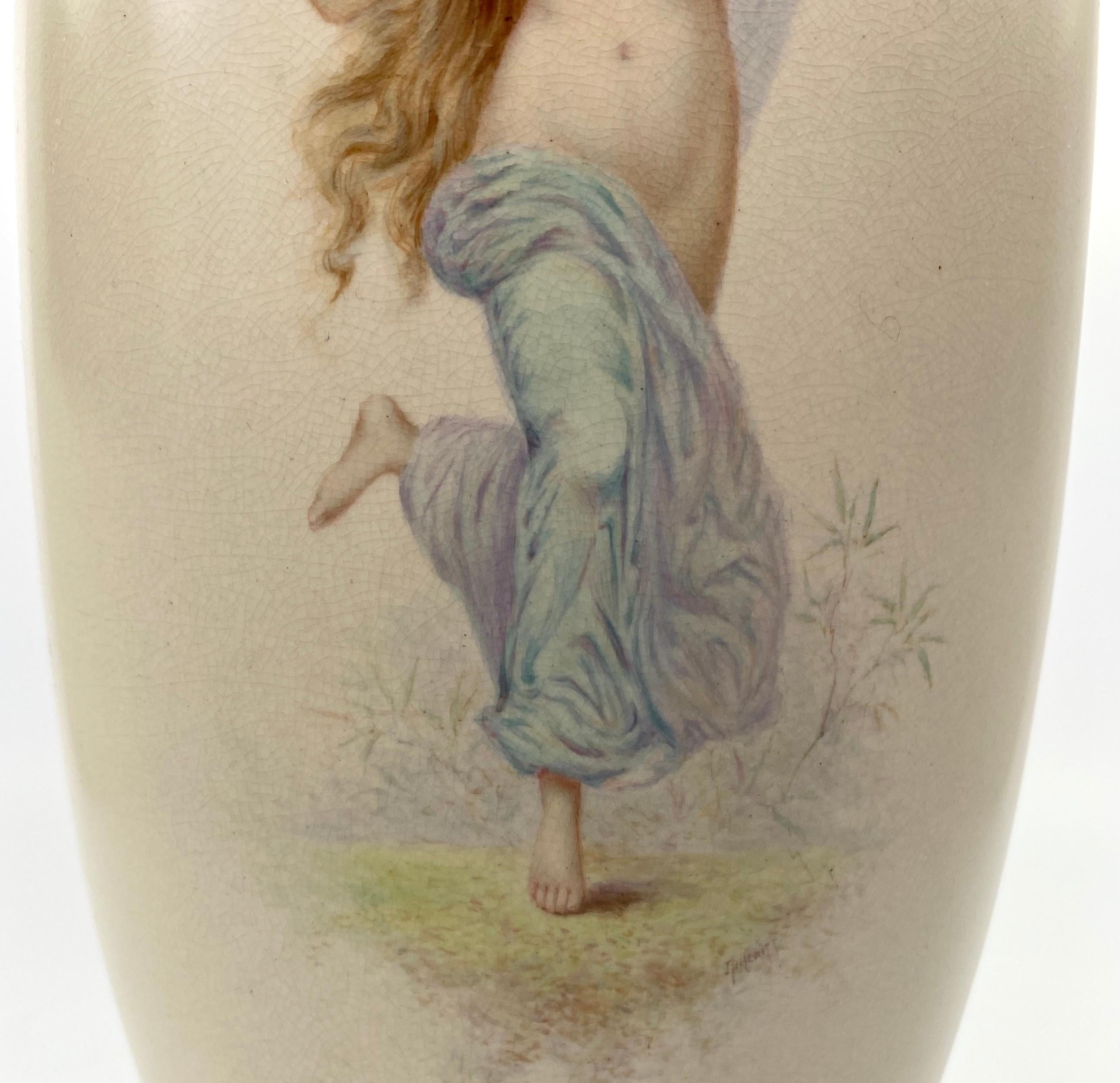 Pair of Doulton Lambeth Faience Vases. J.P. Hewitt, circa 1885 For Sale 2