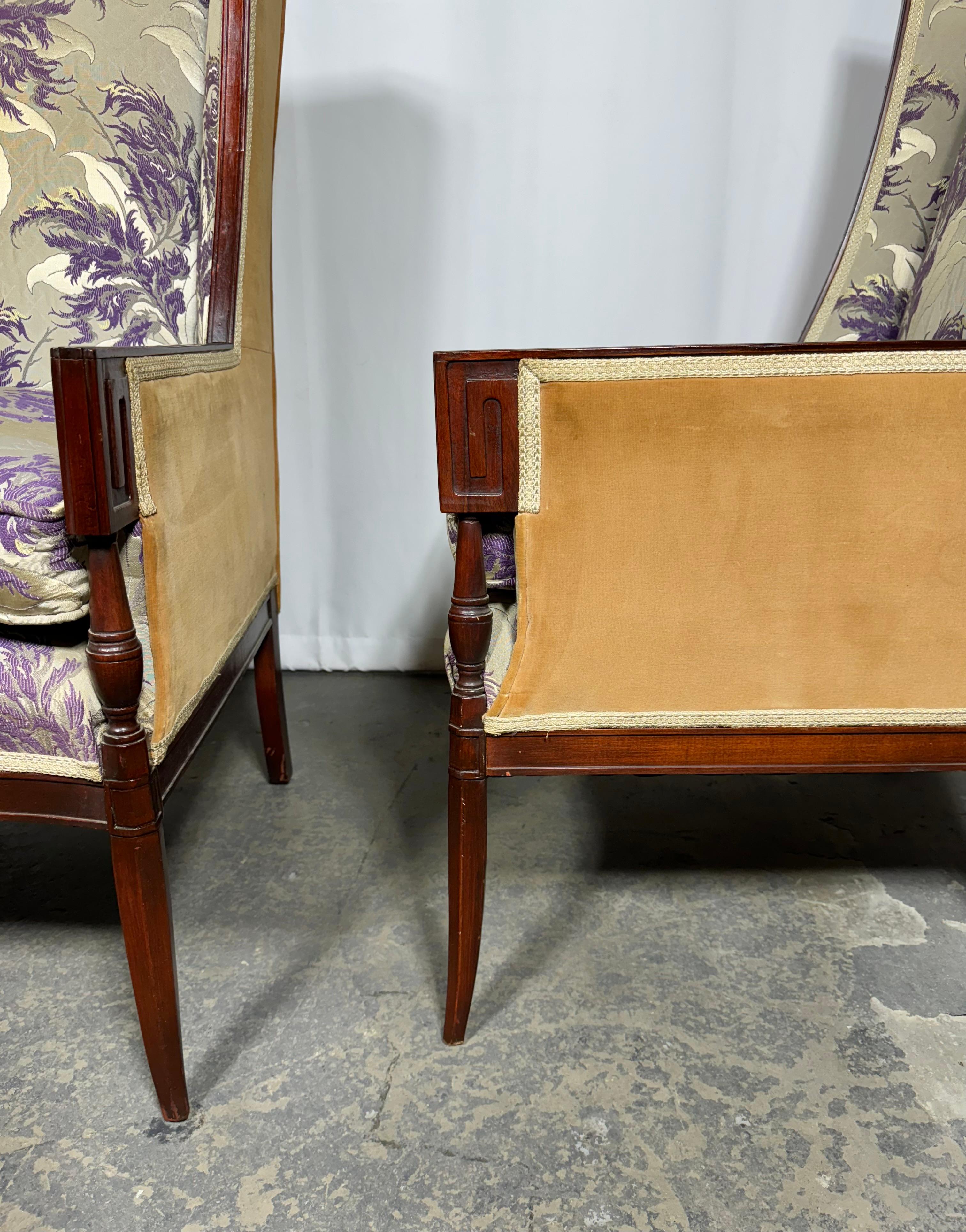 Pair Dramatic Oversized Regency Lounge Chairs attributed to Grosfeld House For Sale 3