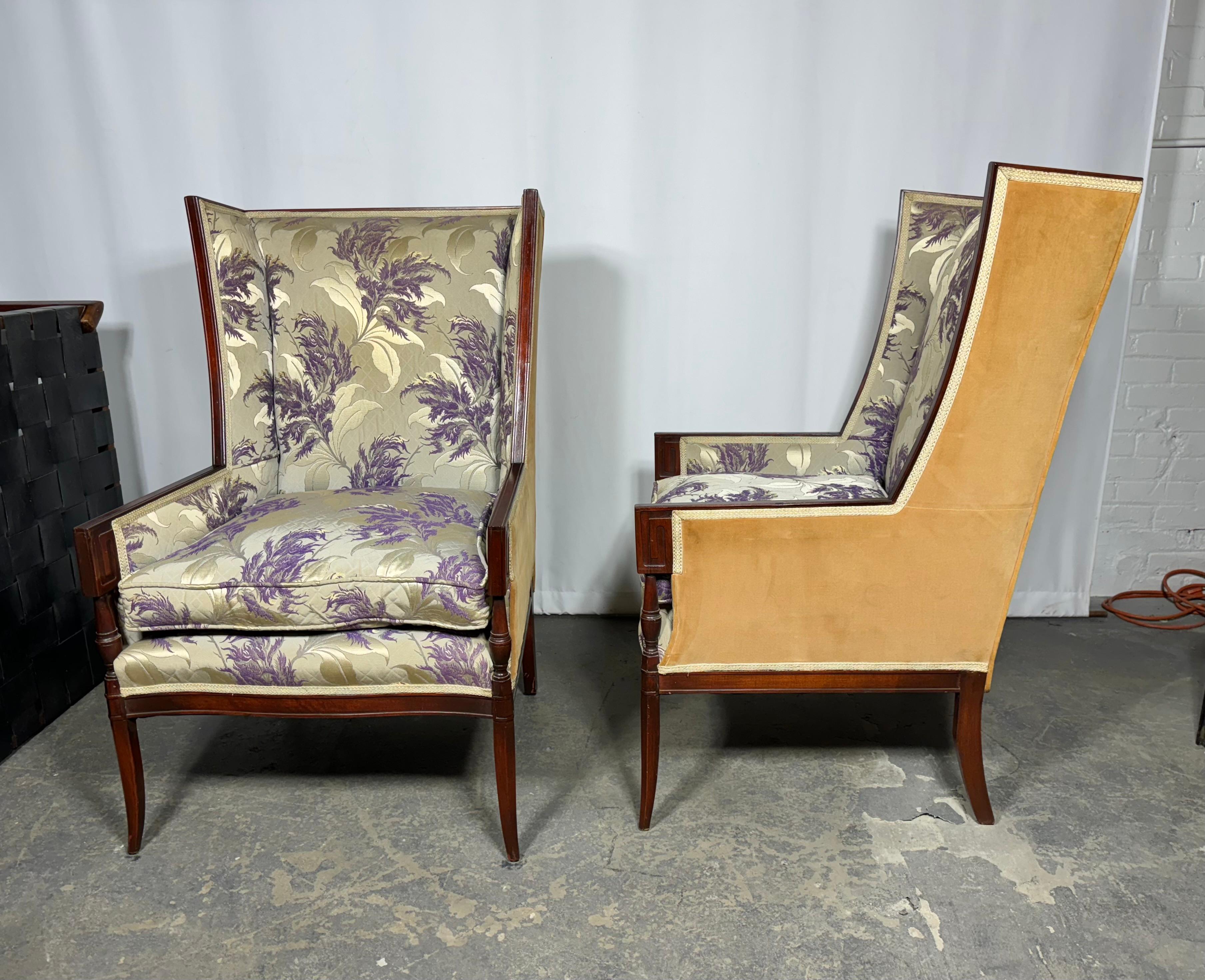 Pair Dramatic Oversized Regency Lounge Chairs attributed to Grosfeld House For Sale 4