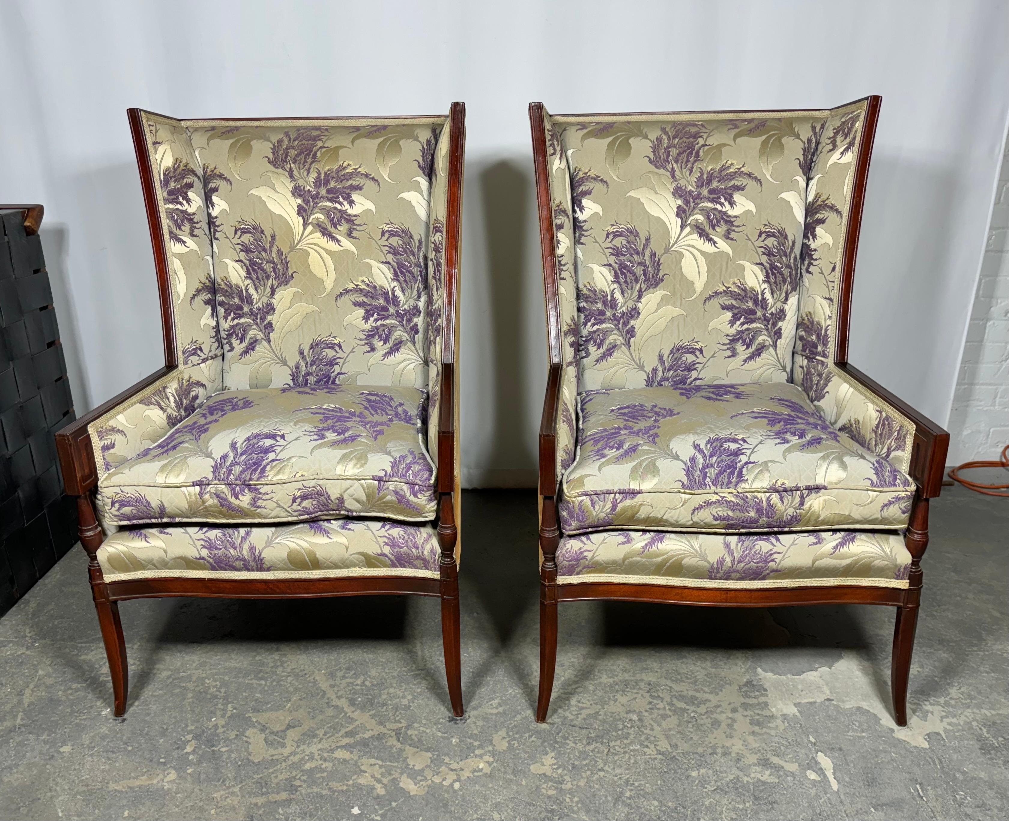 Pair Dramatic Oversized Regency Lounge Chairs attributed to Grosfeld House For Sale 6