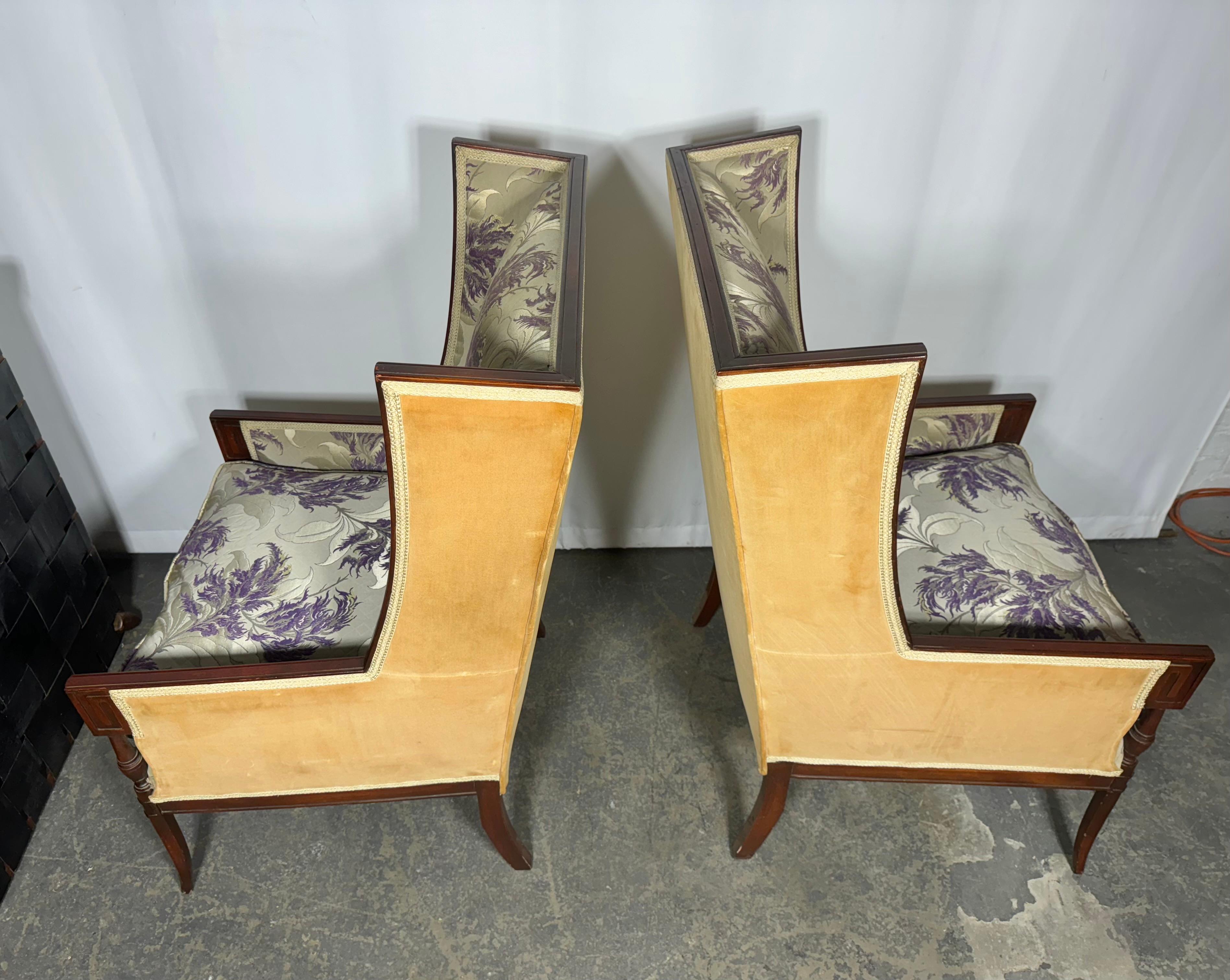 Mid-20th Century Pair Dramatic Oversized Regency Lounge Chairs attributed to Grosfeld House For Sale