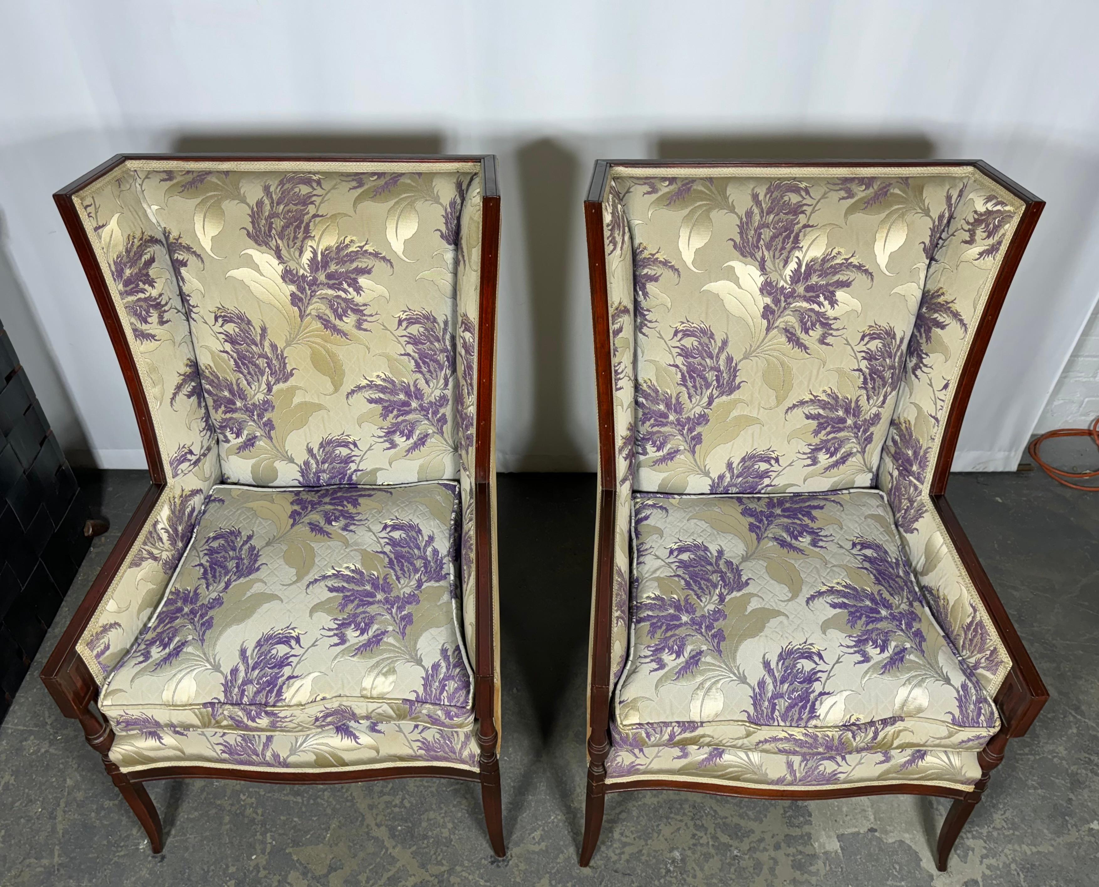 Pair Dramatic Oversized Regency Lounge Chairs attributed to Grosfeld House For Sale 1