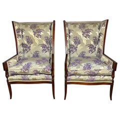 Pair Dramatic Oversized Regency Lounge Chairs attributed to Grosfeld House