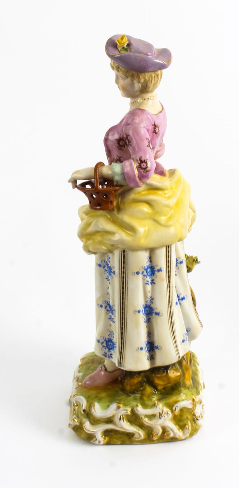 Paar handbemalte Porzellanfiguren im Dresdner Stil des späten 20. Jahrhunderts im Angebot 8