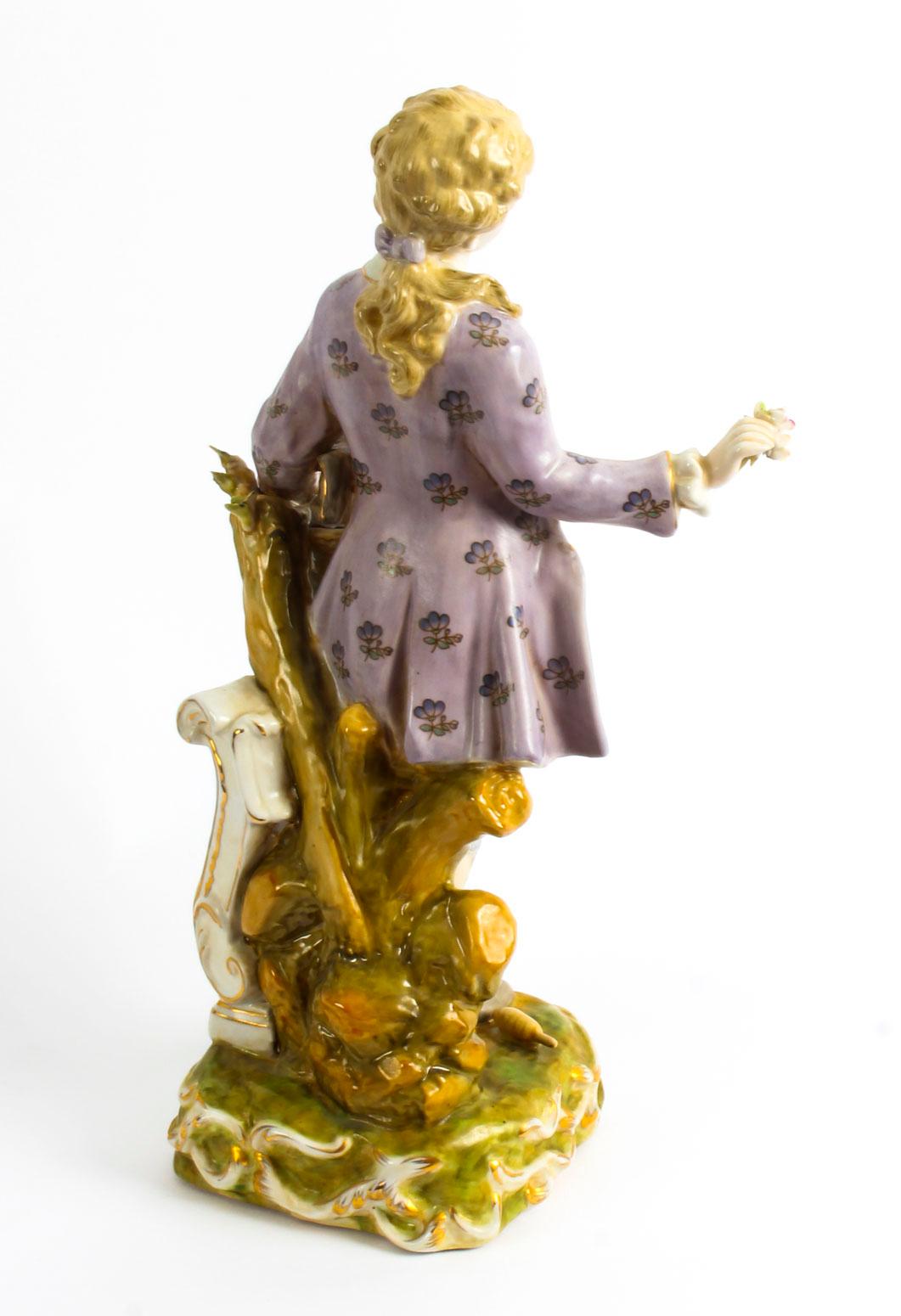 Paar handbemalte Porzellanfiguren im Dresdner Stil des späten 20. Jahrhunderts im Angebot 2