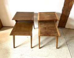 Pair, Drexel Profile Mid-Century Modern Step End Tables by John Van Koert