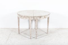 Antique Pair Dry Scraped Swedish Demi Lune Tables