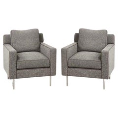 Pair Dunbar Chairs Gray Boucle, 1960