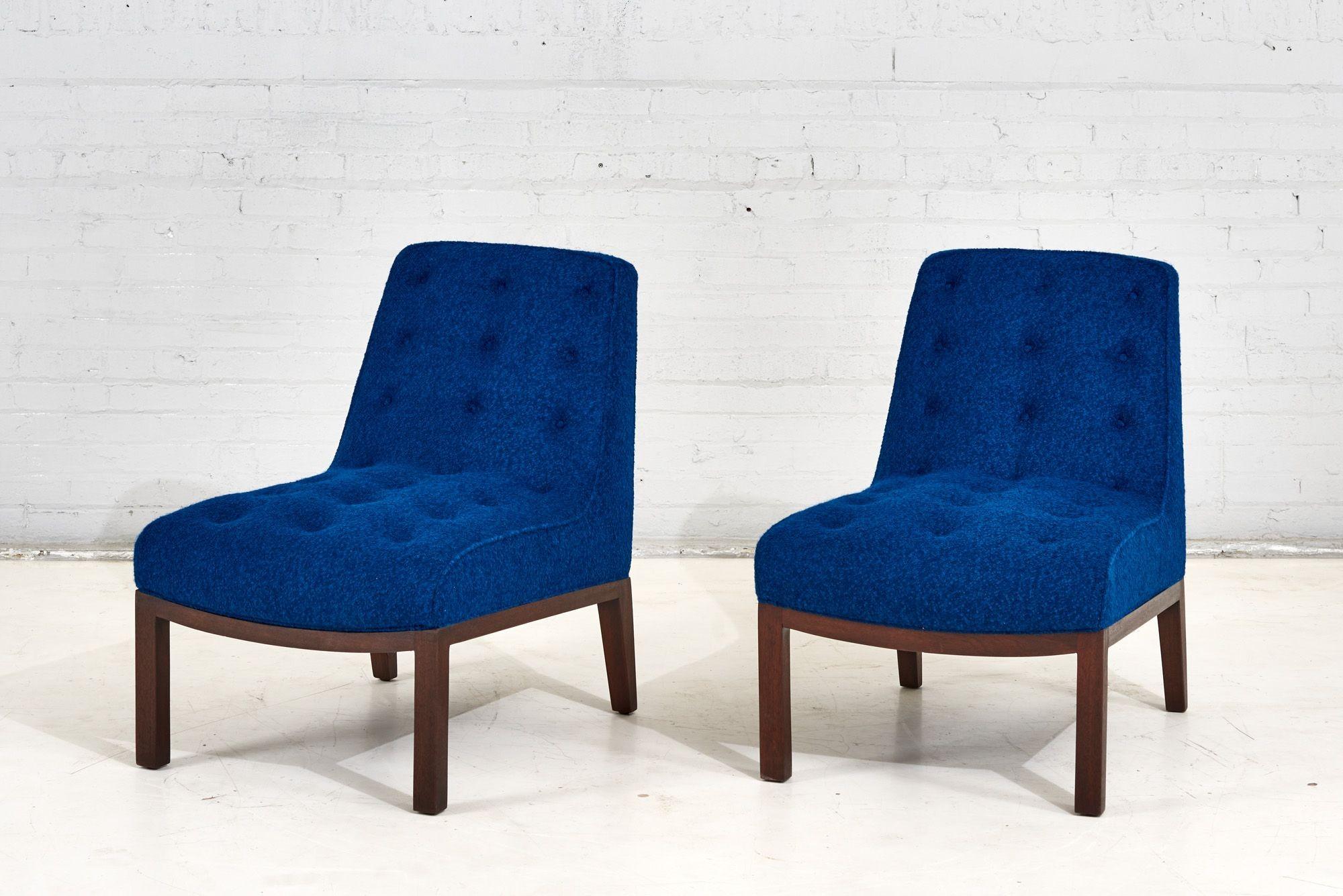 Mid-Century Modern Pair Dunbar Lounge Slipper Chairs by Edward Wormley, 1960 For Sale