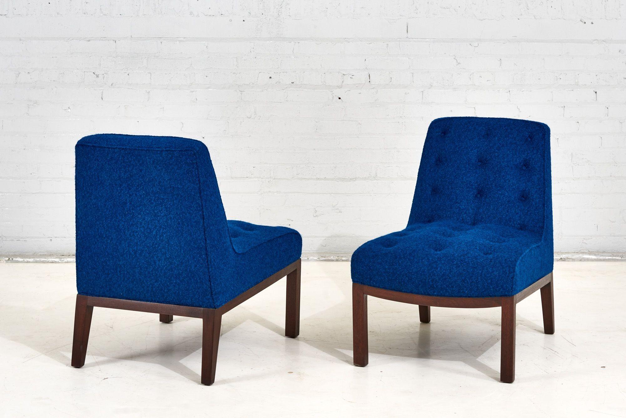 Pair Dunbar Lounge Slipper Chairs by Edward Wormley, 1960 In Excellent Condition For Sale In Chicago, IL